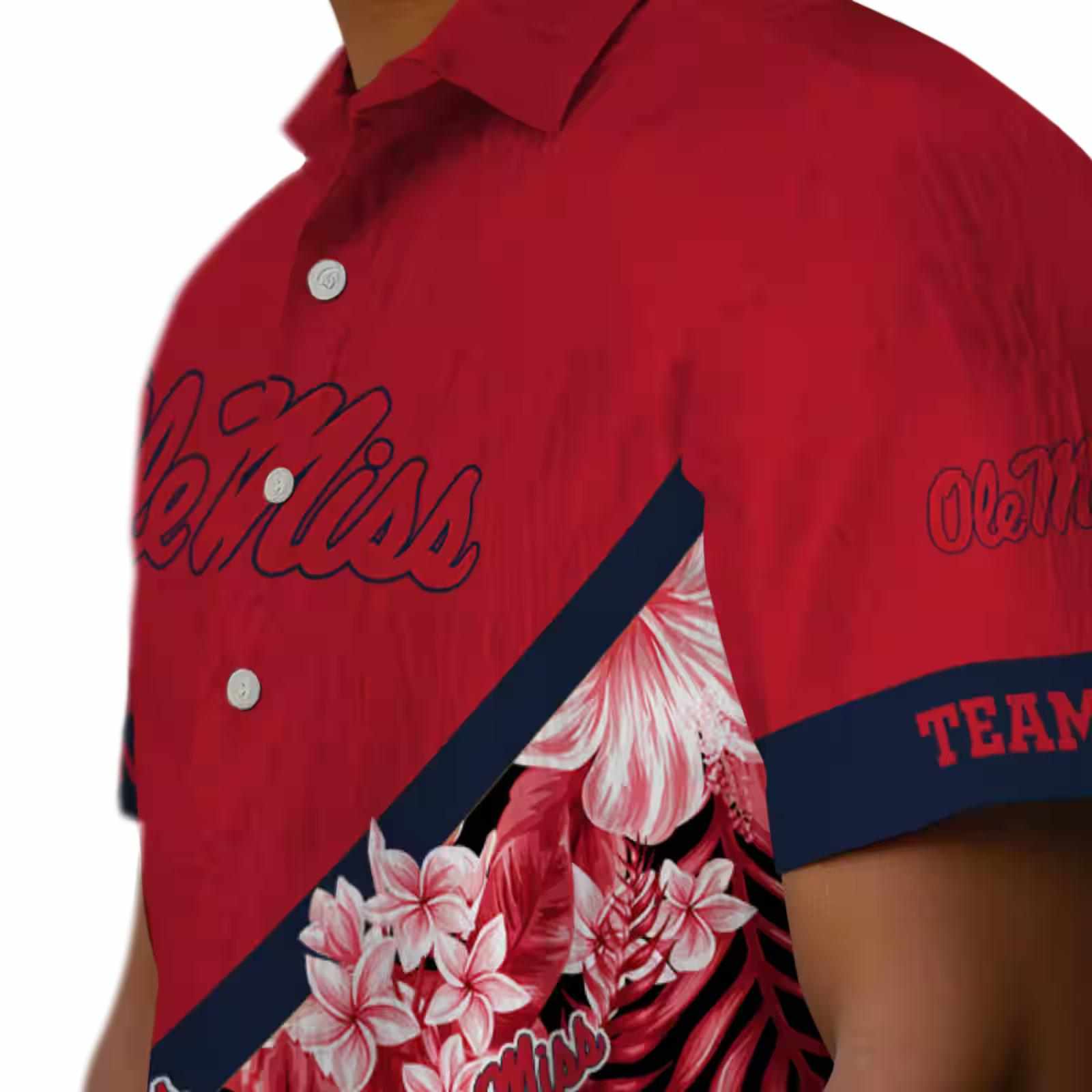 customized ole miss rebels floral chevron red hawaiian shirt trendy