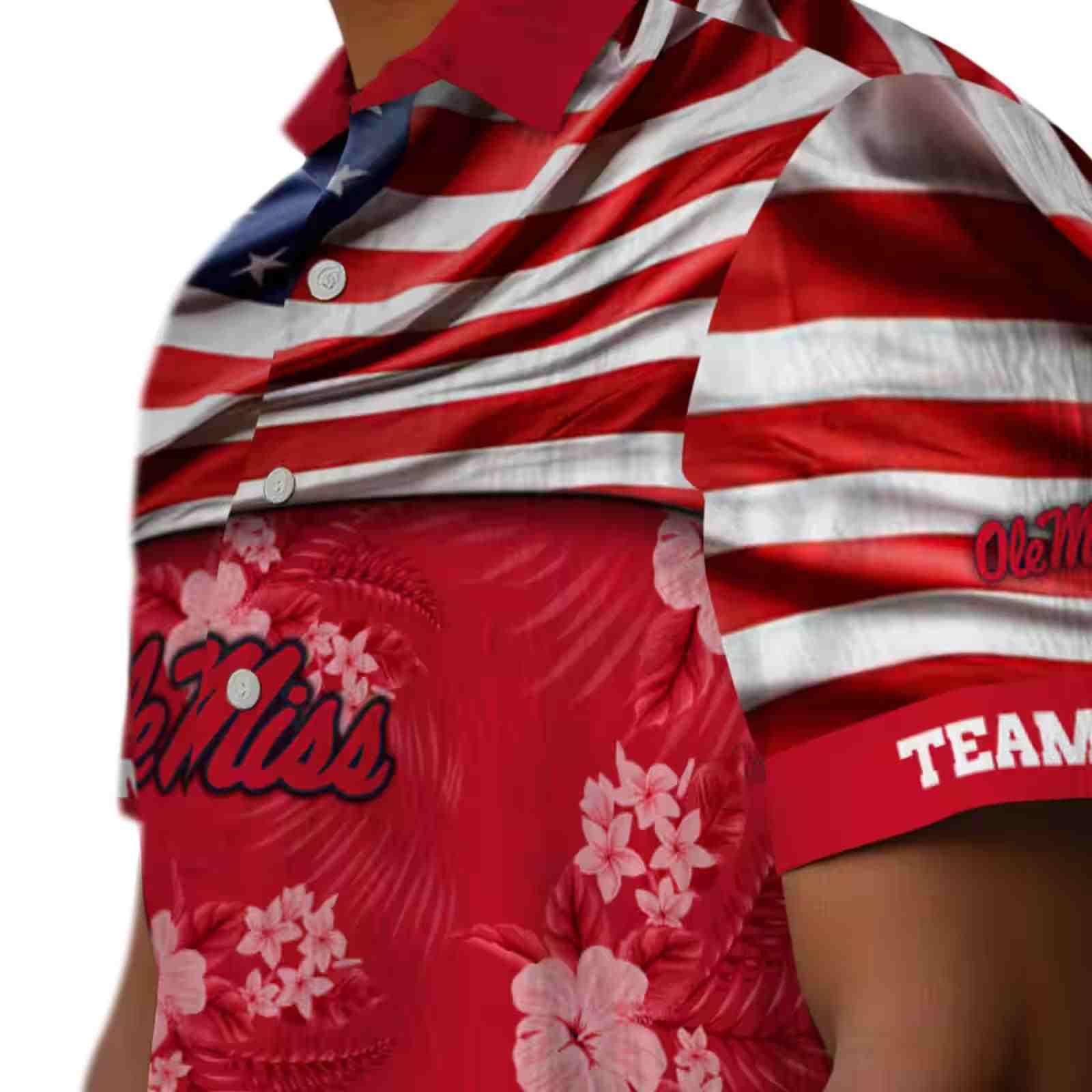 customized ole miss rebels us flag hibiscus red hawaiian shirt trendy