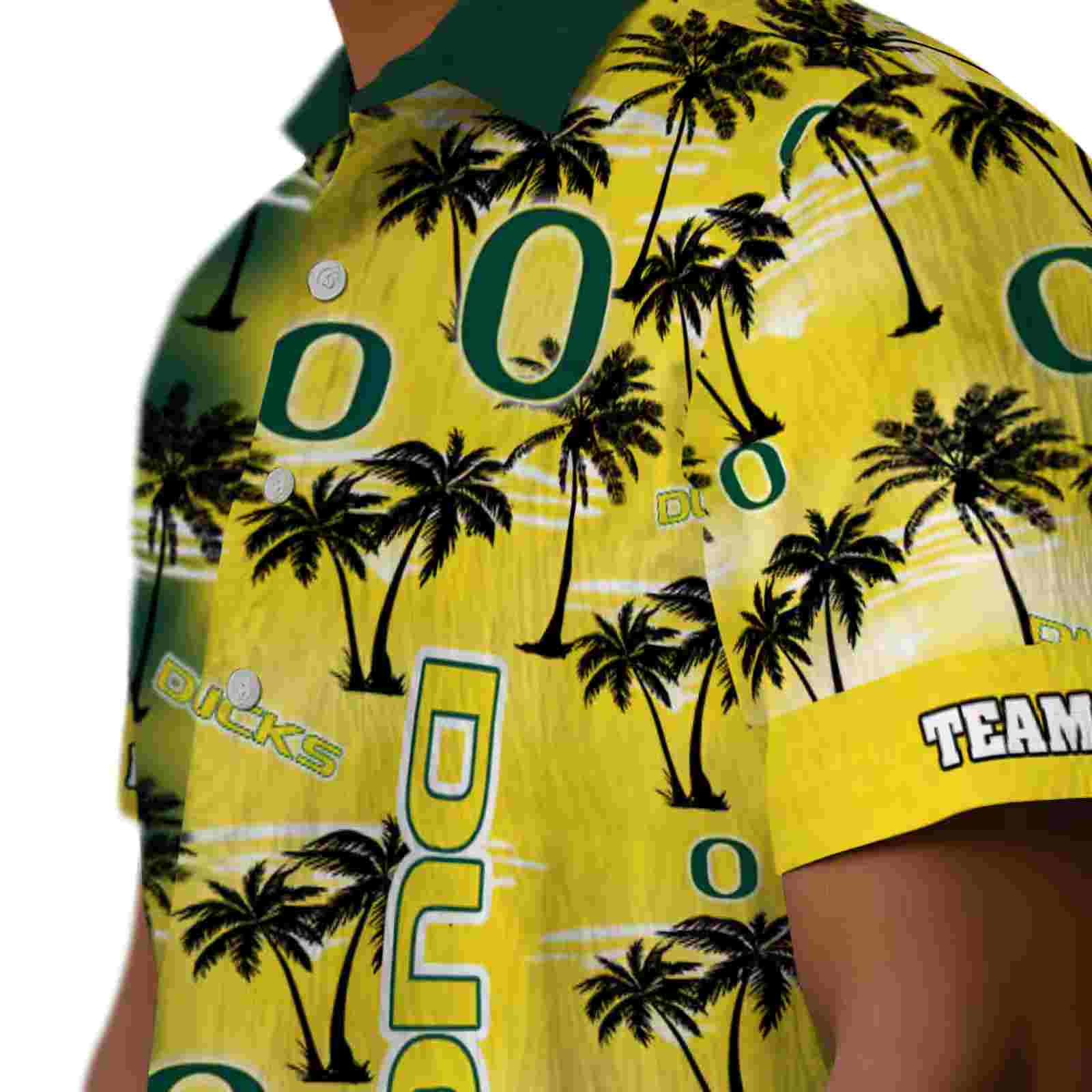 customized oregon ducks palm silhouettes green hawaiian shirt trendy