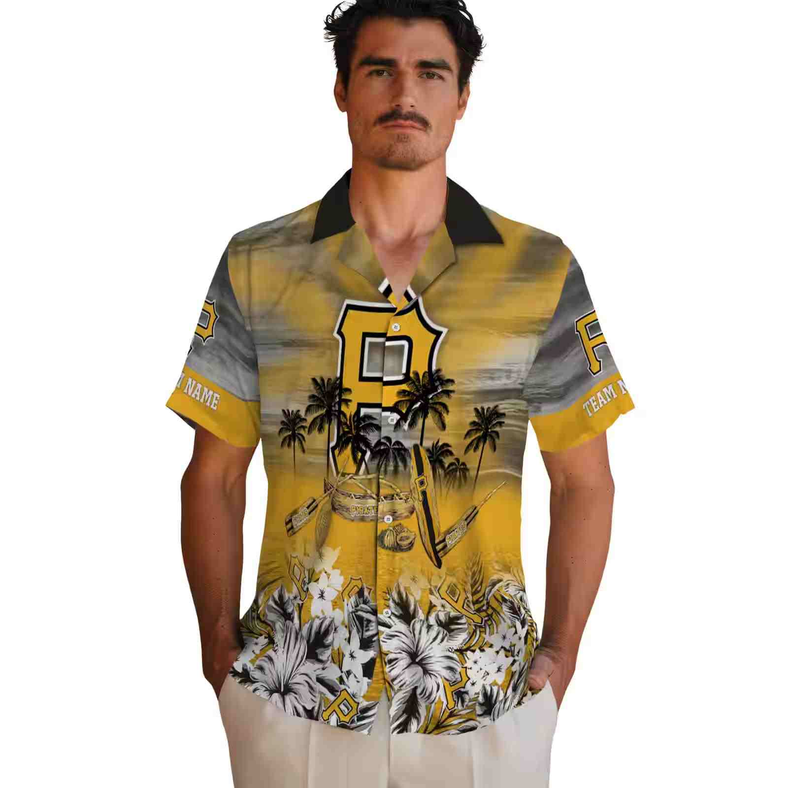 customized pittsburgh pirates tropical canoe black hawaiian shirt fashion forward