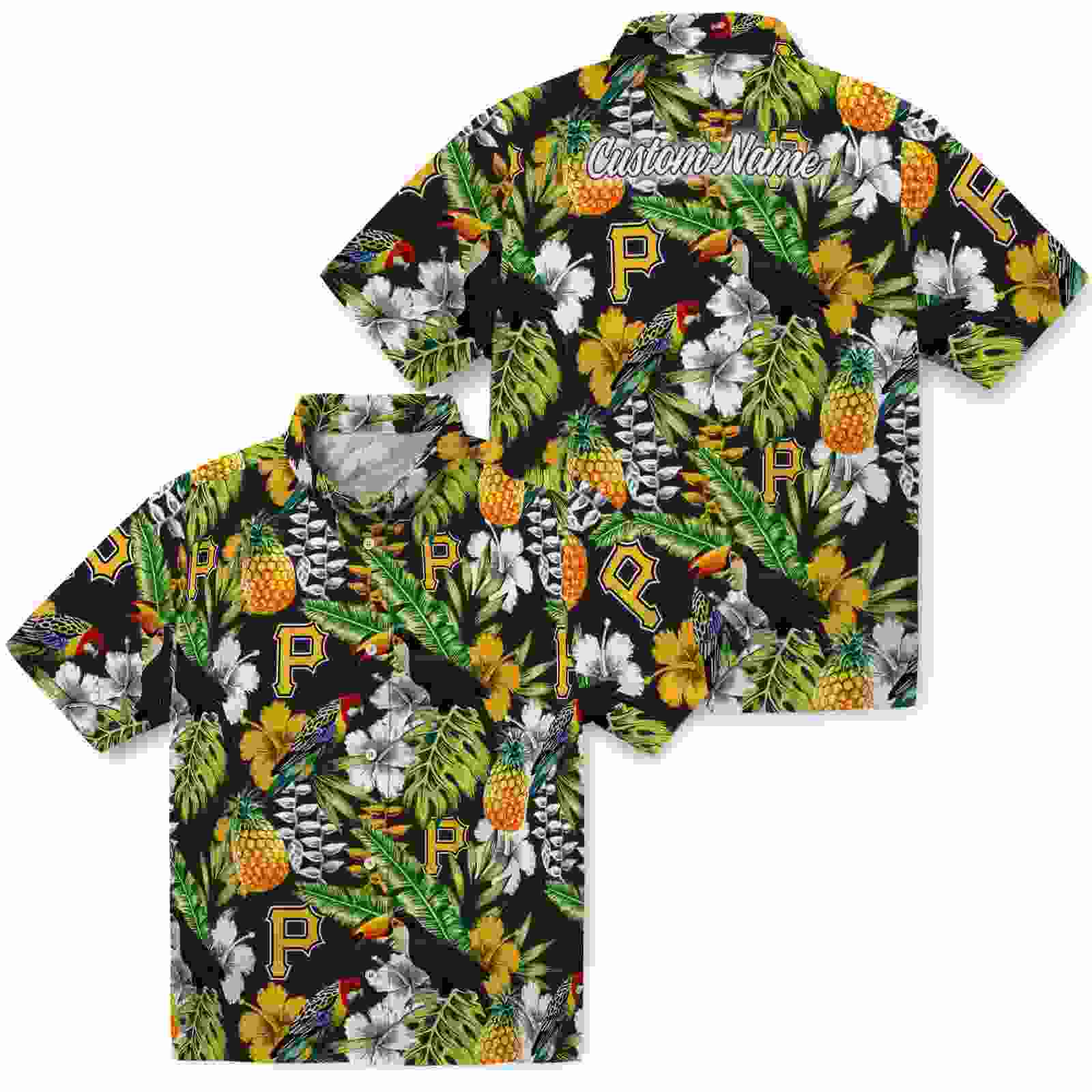 customized pittsburgh pirates tropical toucan black green hawaiian shirt high quality