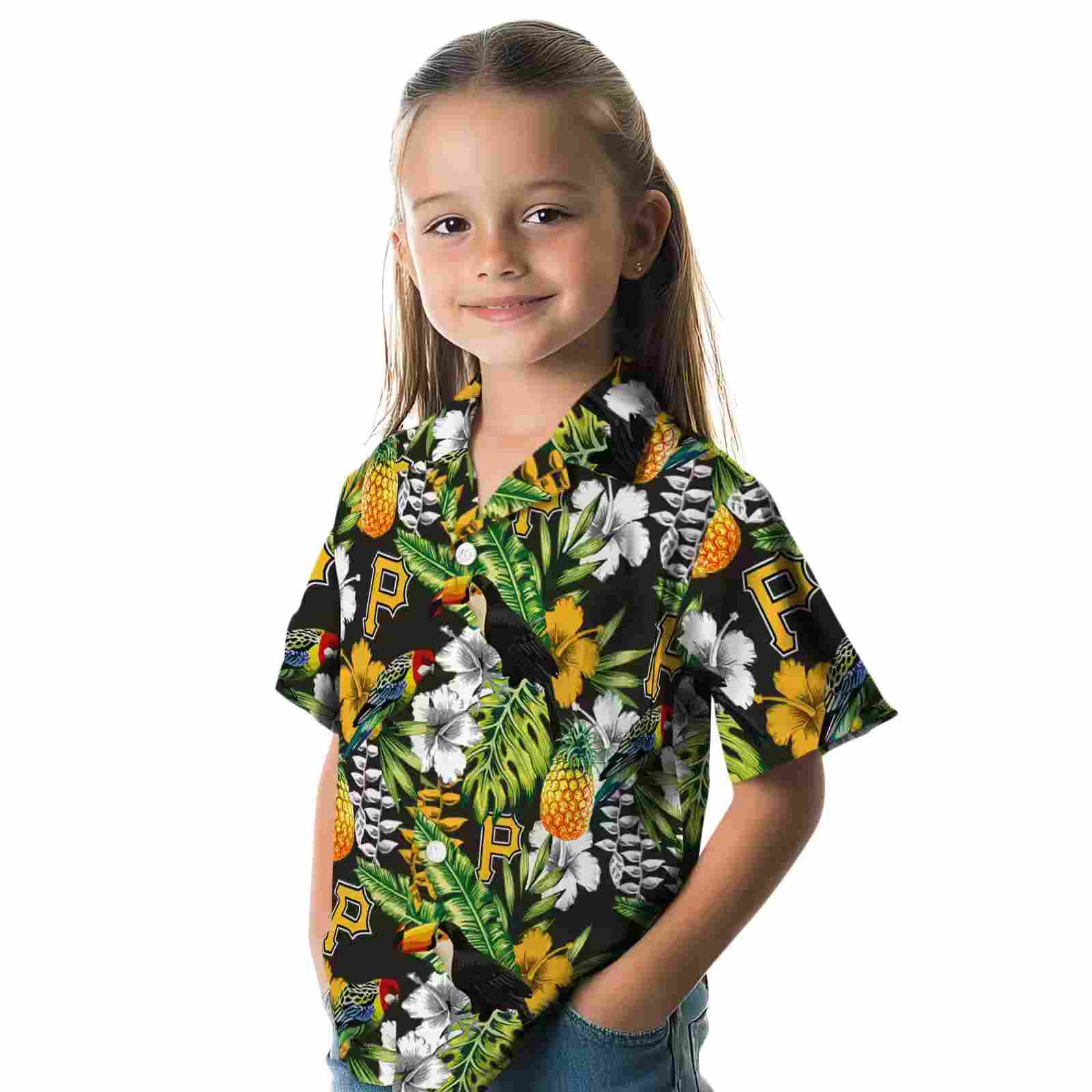 customized pittsburgh pirates tropical toucan black green hawaiian shirt premium grade