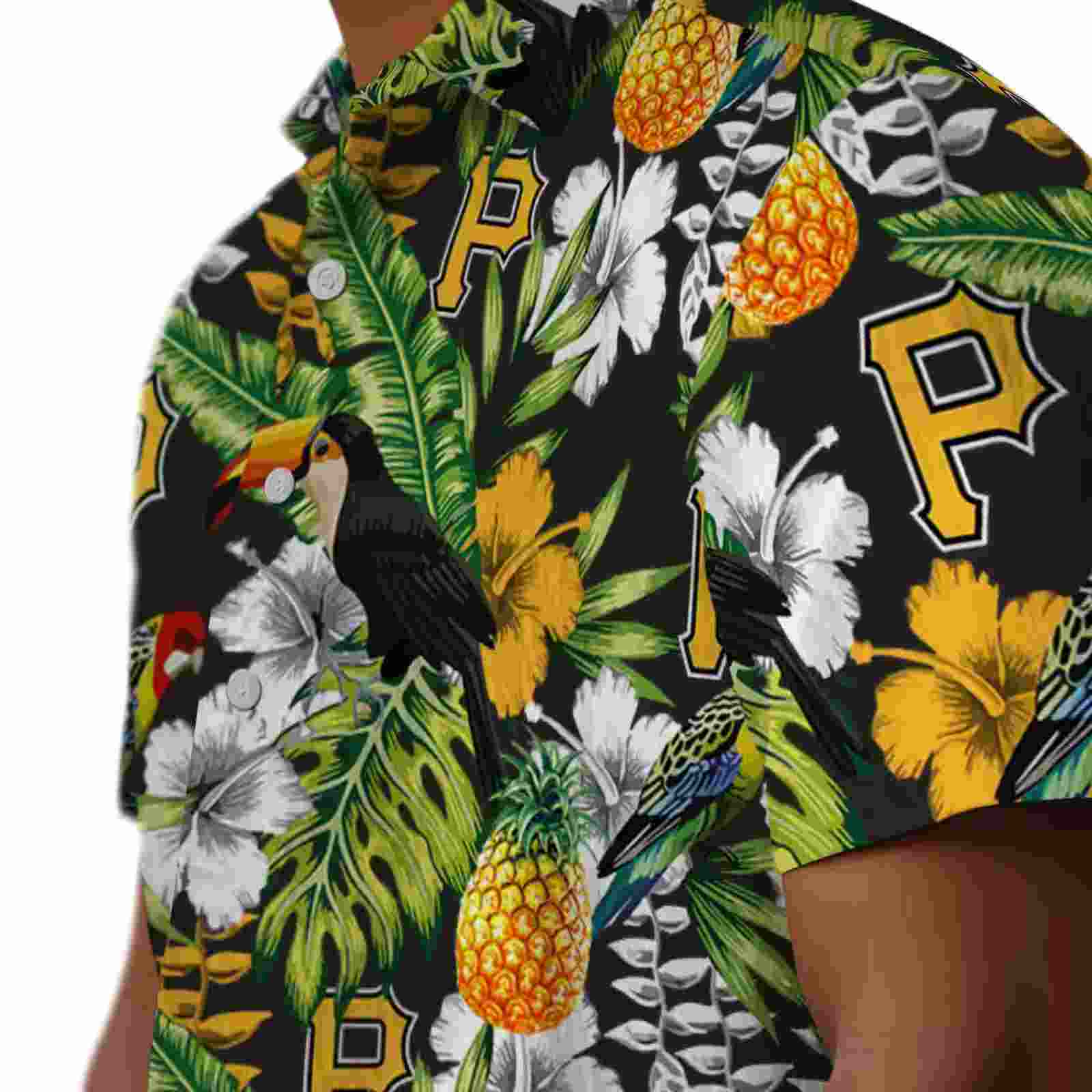 customized pittsburgh pirates tropical toucan black green hawaiian shirt trendy