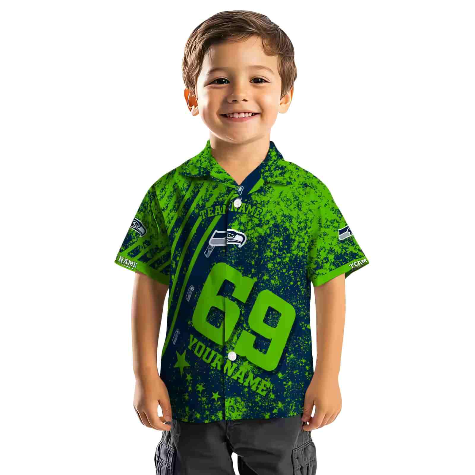 customized seattle seahawks star stripes blue hawaiian shirt top rated