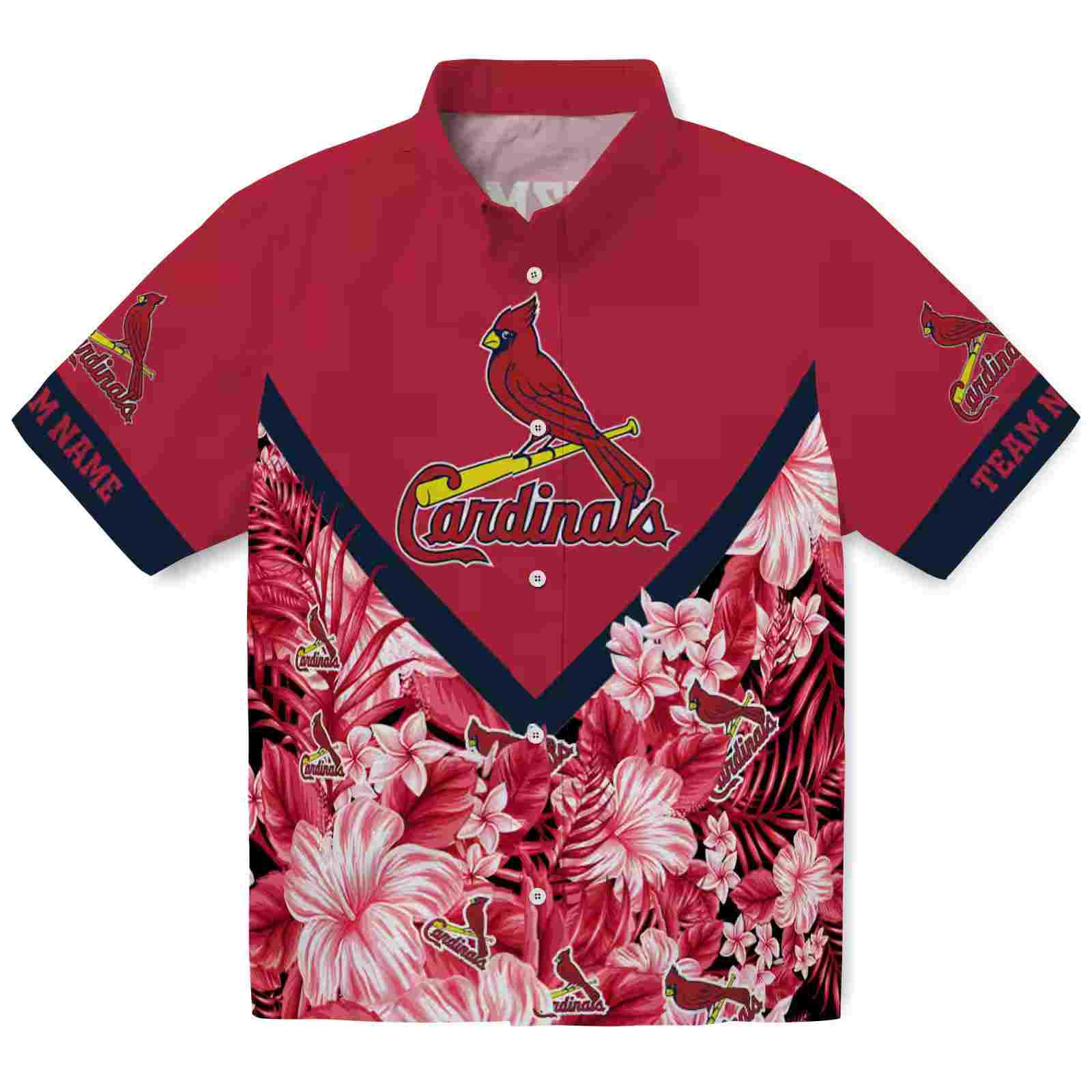 Customized St. Louis Cardinals Floral Chevron Red Hawaiian Shirt