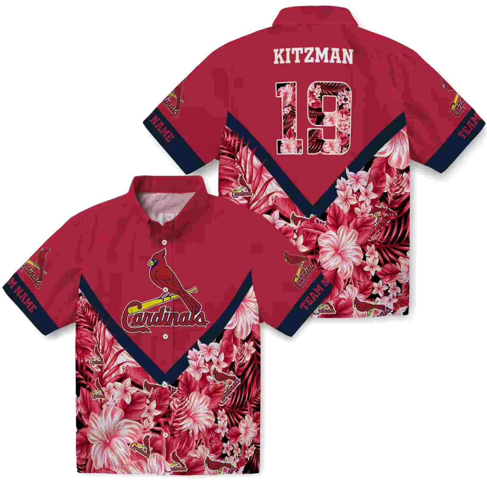 customized st louis cardinals floral chevron red hawaiian shirt high quality