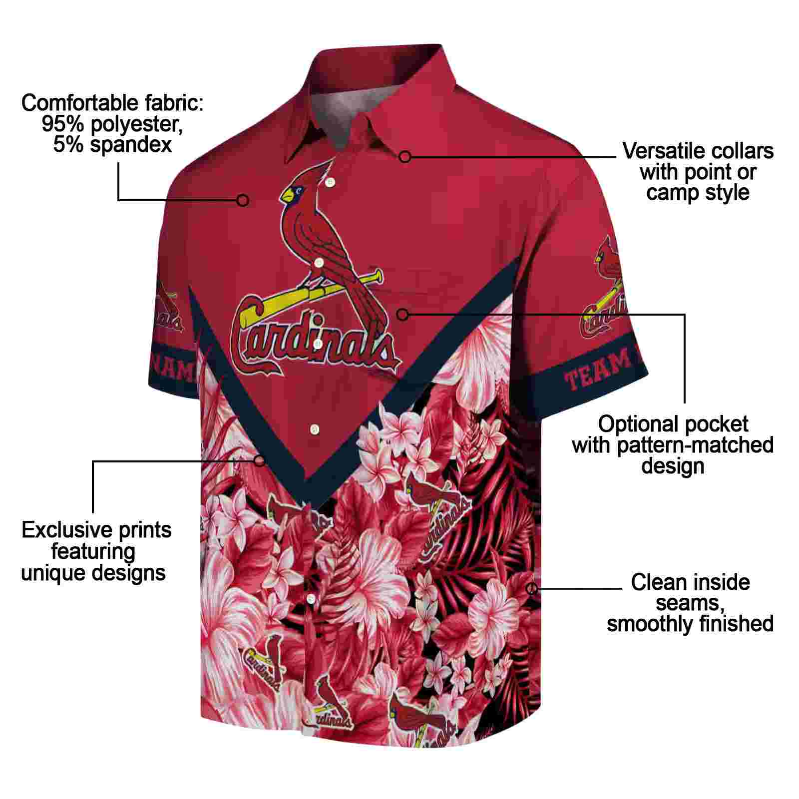 customized st louis cardinals floral chevron red hawaiian shirt new arrival