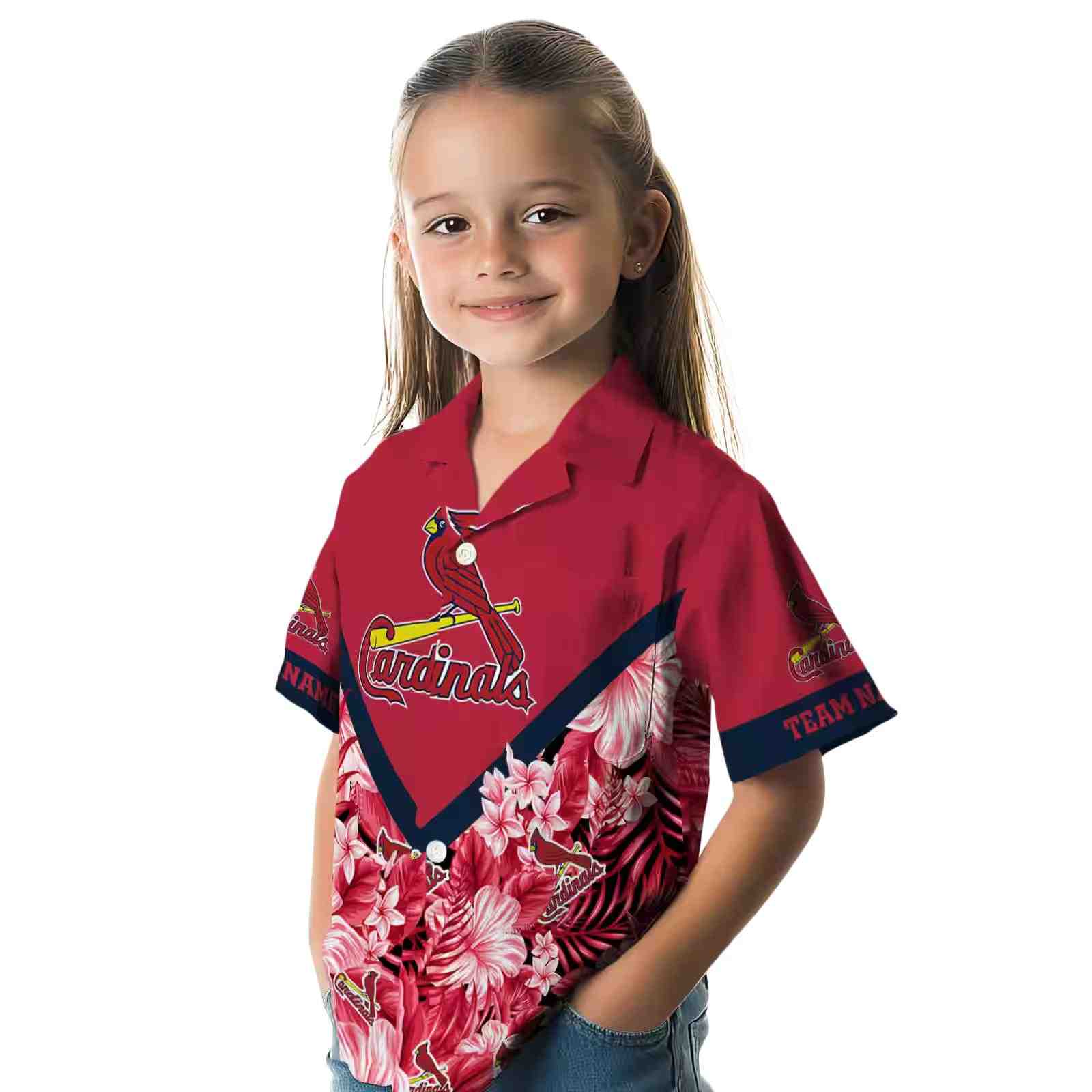 customized st louis cardinals floral chevron red hawaiian shirt premium grade