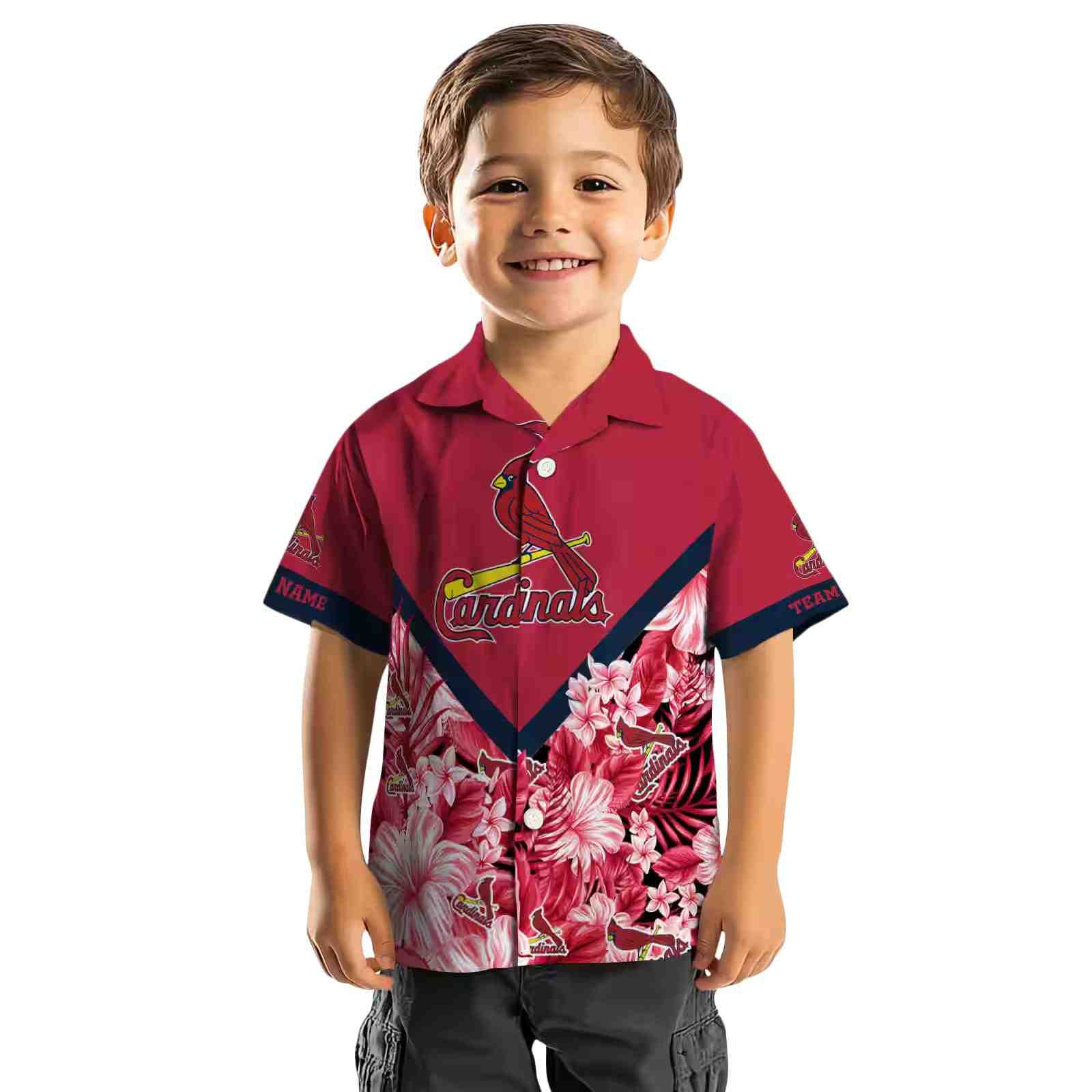 customized st louis cardinals floral chevron red hawaiian shirt top rated