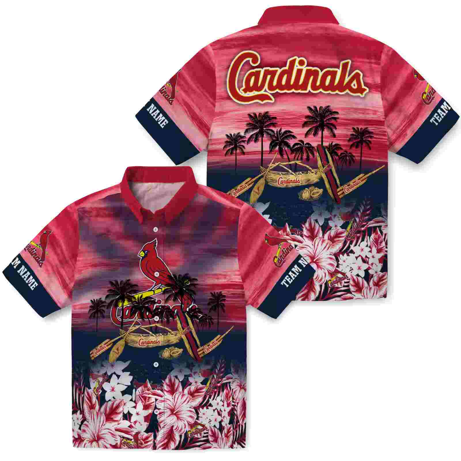 customized st louis cardinals tropical canoe red hawaiian shirt high quality