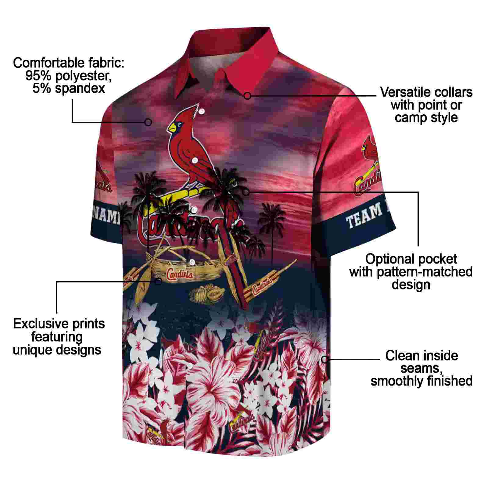 customized st louis cardinals tropical canoe red hawaiian shirt new arrival