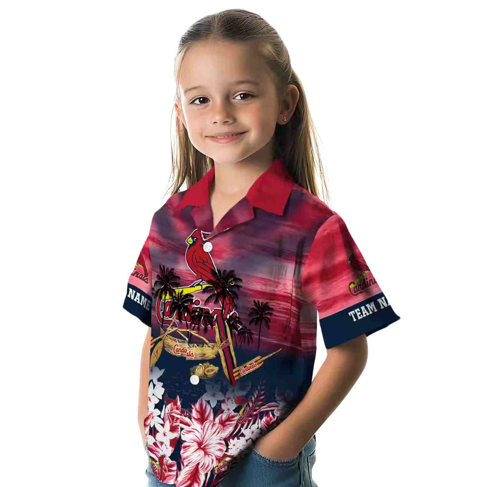 customized st louis cardinals tropical canoe red hawaiian shirt premium grade