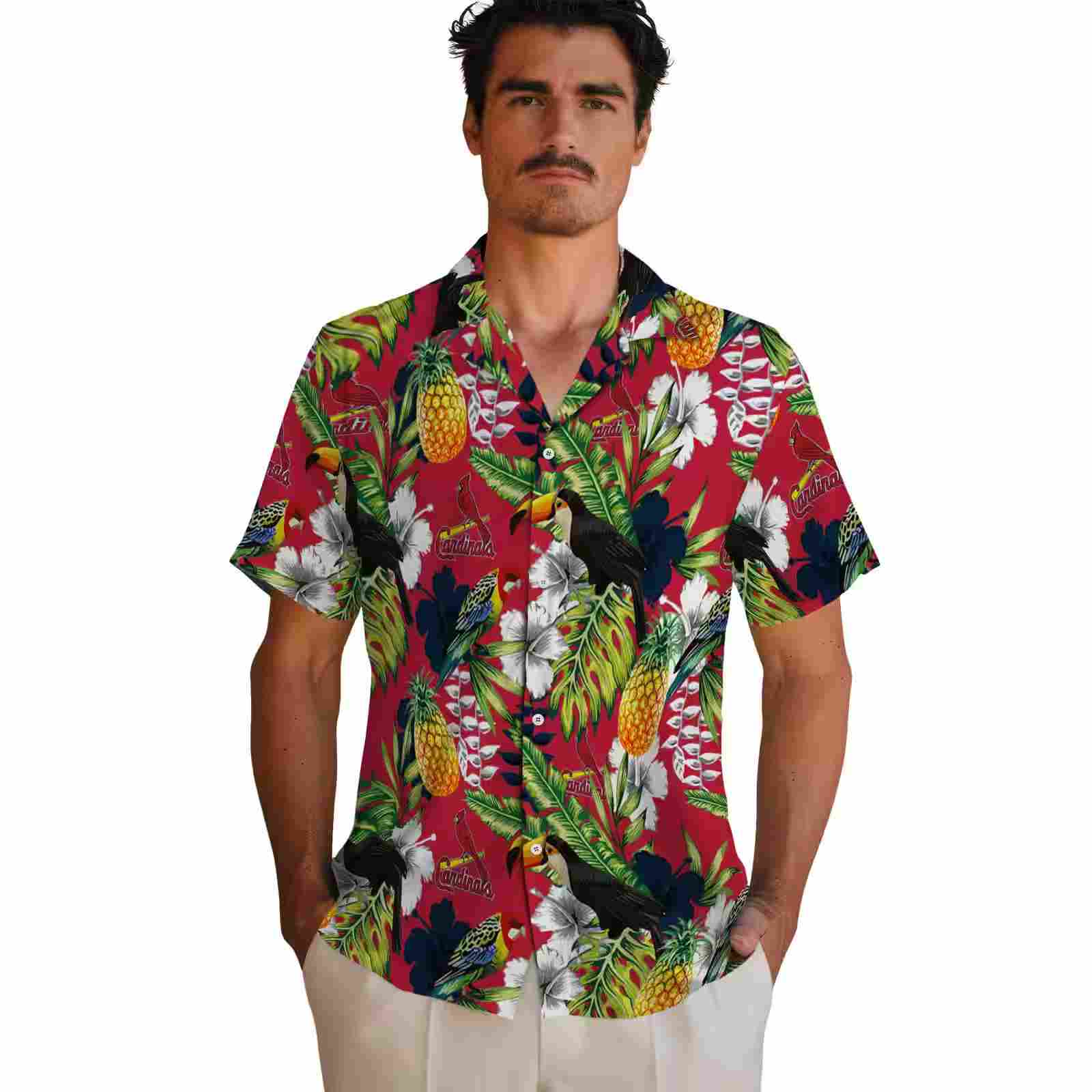 customized st louis cardinals tropical toucan red green hawaiian shirt fashion forward