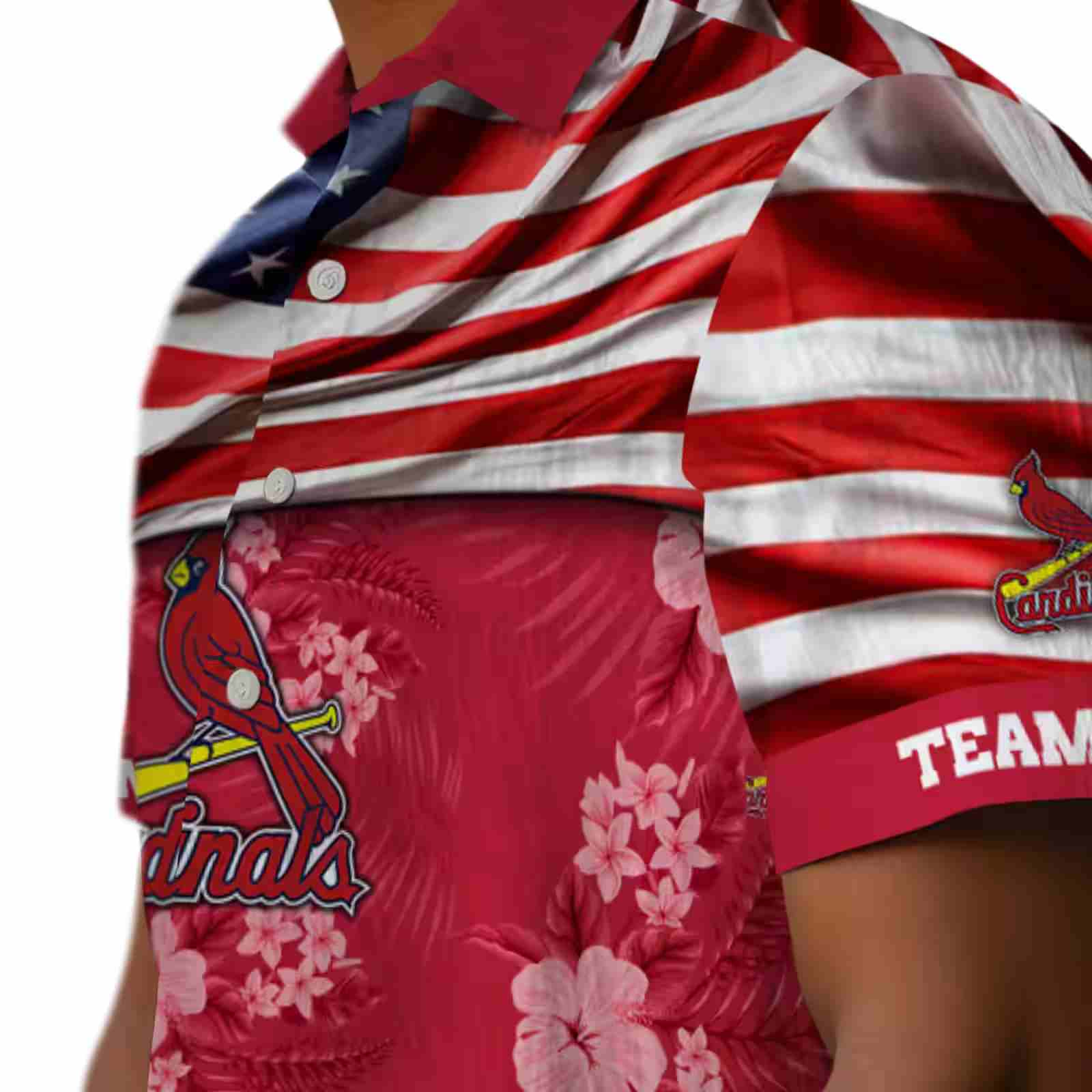 customized st louis cardinals us flag hibiscus red hawaiian shirt trendy