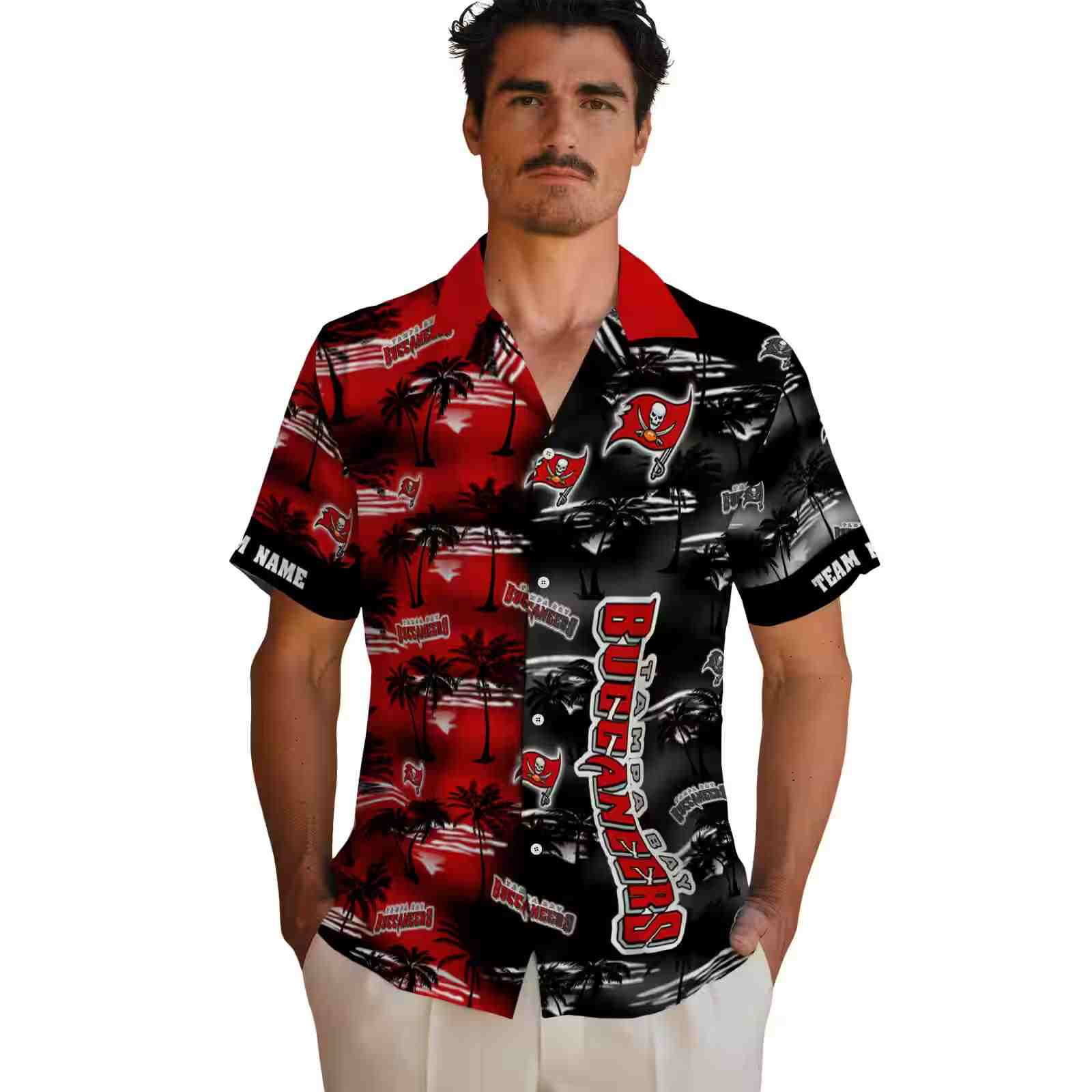 customized tampa bay buccaneers palm silhouettes red hawaiian shirt fashion forward