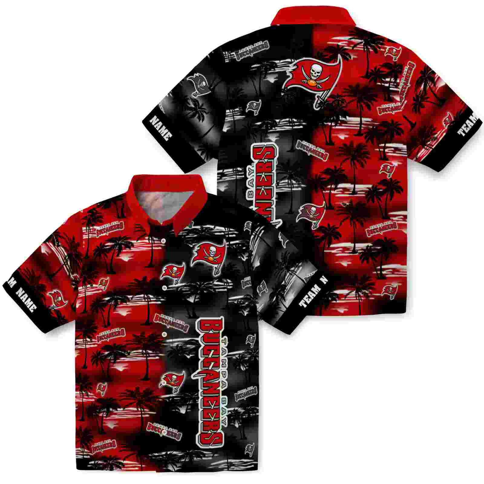 customized tampa bay buccaneers palm silhouettes red hawaiian shirt high quality