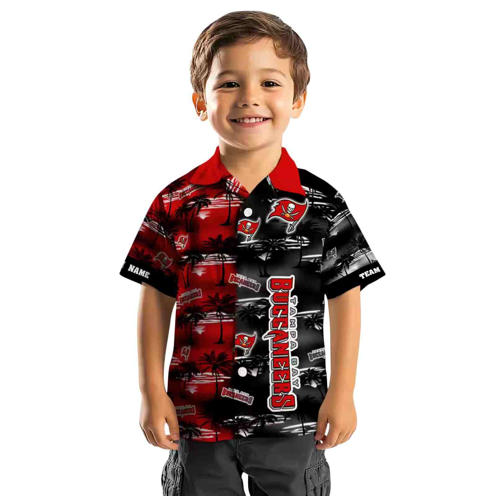 customized tampa bay buccaneers palm silhouettes red hawaiian shirt top rated