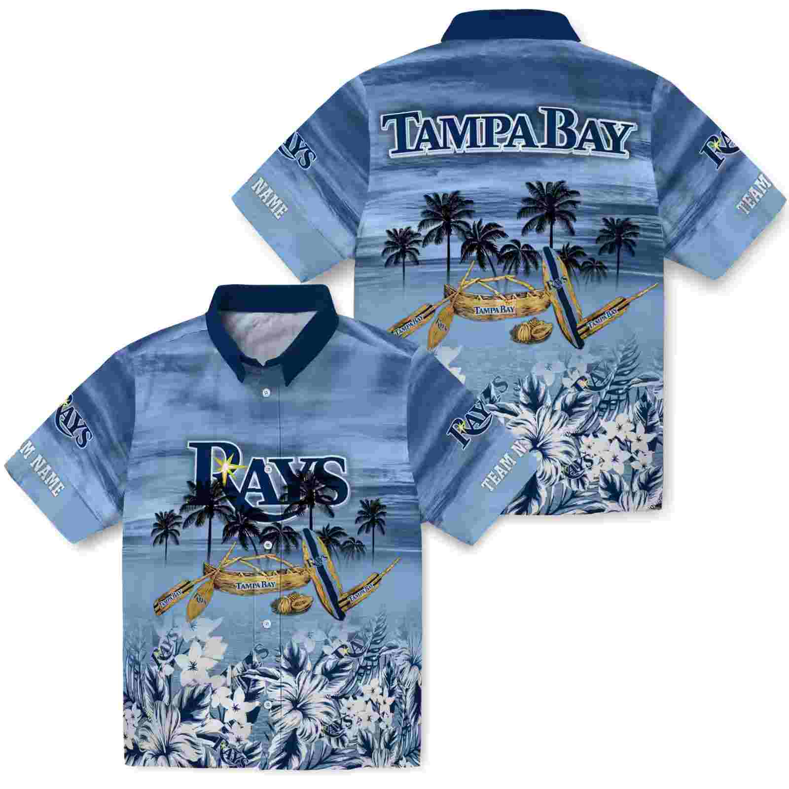 customized tampa bay rays tropical canoe navy hawaiian shirt high quality