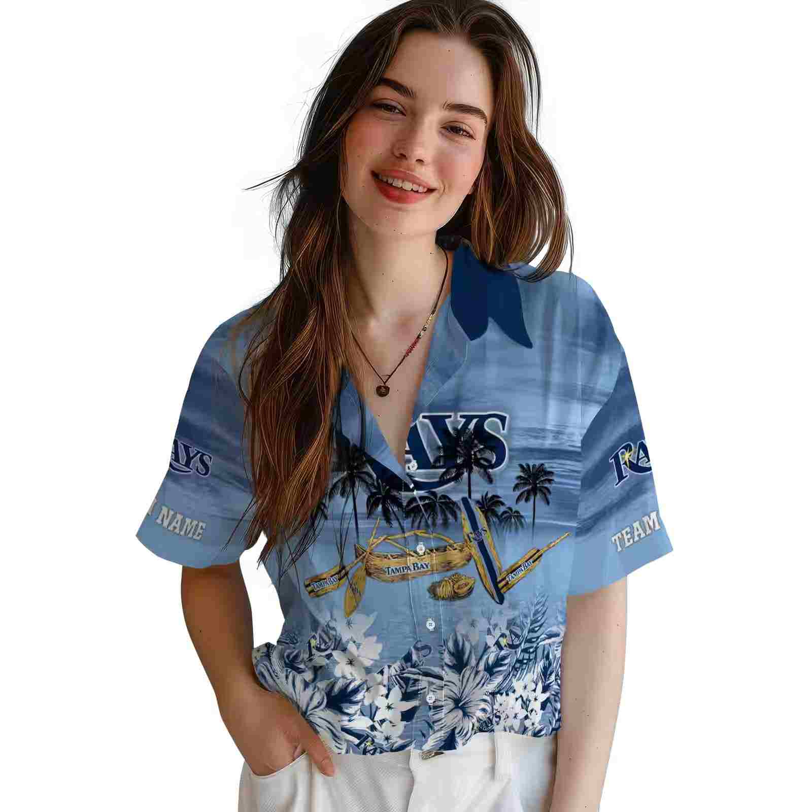 customized tampa bay rays tropical canoe navy hawaiian shirt latest model