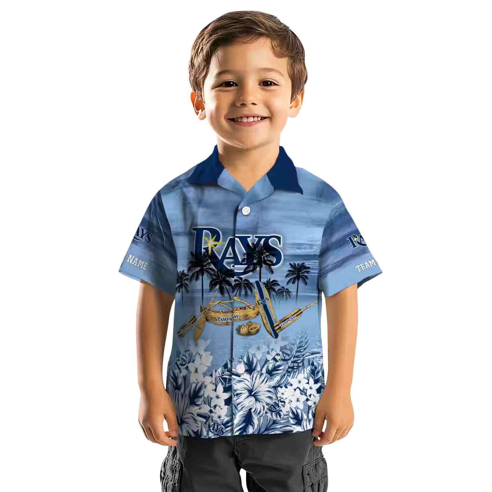 customized tampa bay rays tropical canoe navy hawaiian shirt top rated