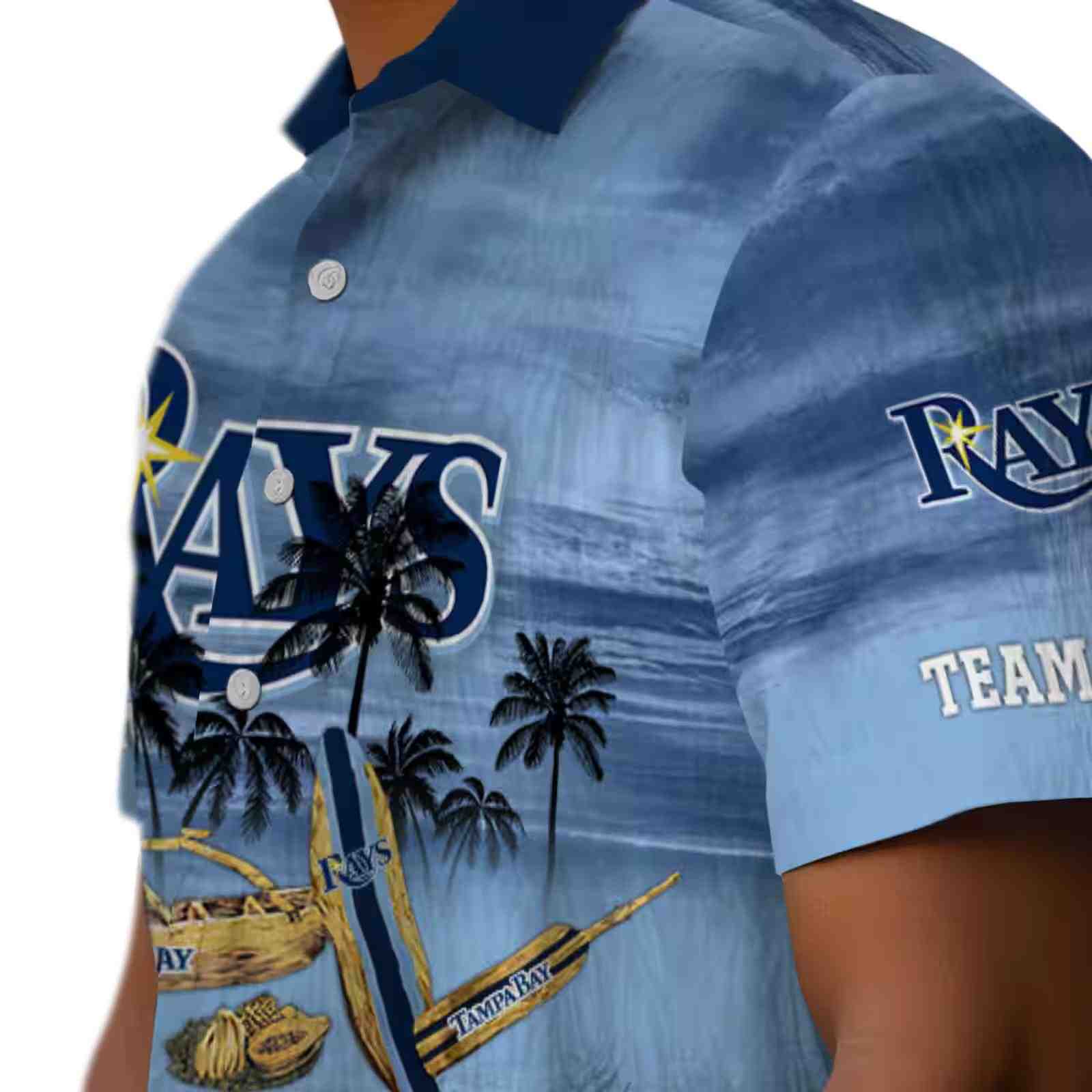 customized tampa bay rays tropical canoe navy hawaiian shirt trendy