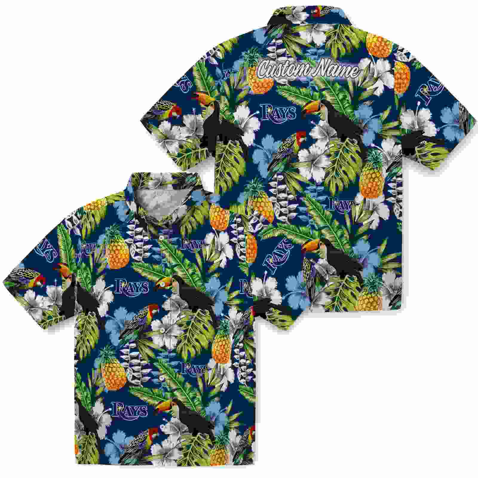 customized tampa bay rays tropical toucan navy green hawaiian shirt high quality