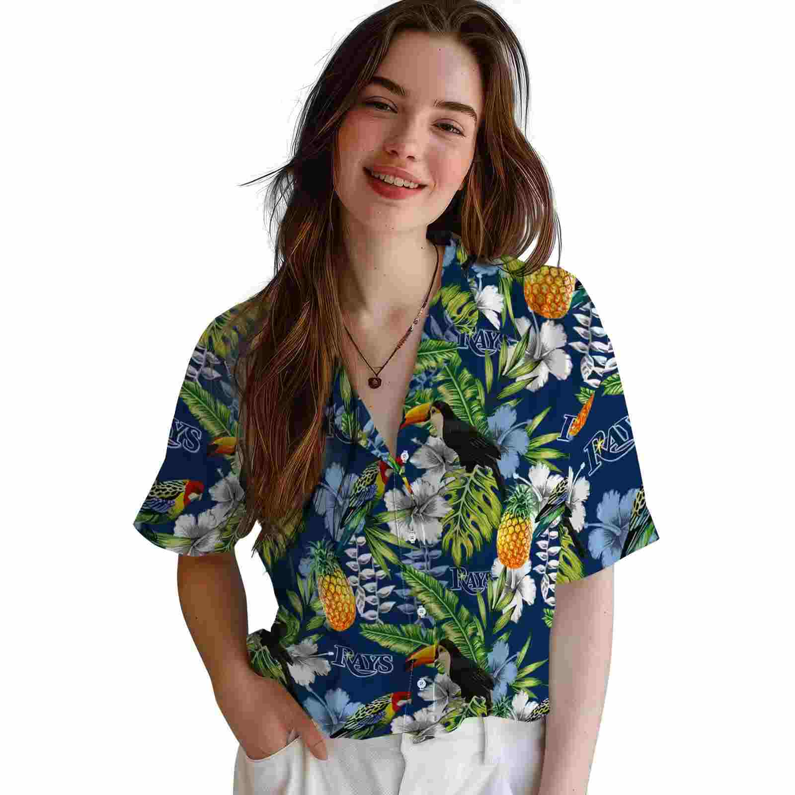 customized tampa bay rays tropical toucan navy green hawaiian shirt latest model