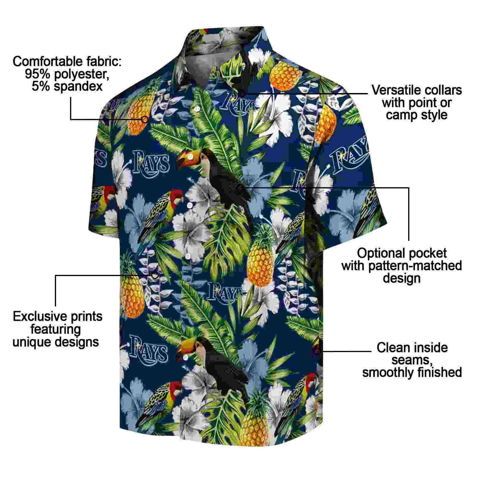 customized tampa bay rays tropical toucan navy green hawaiian shirt new arrival