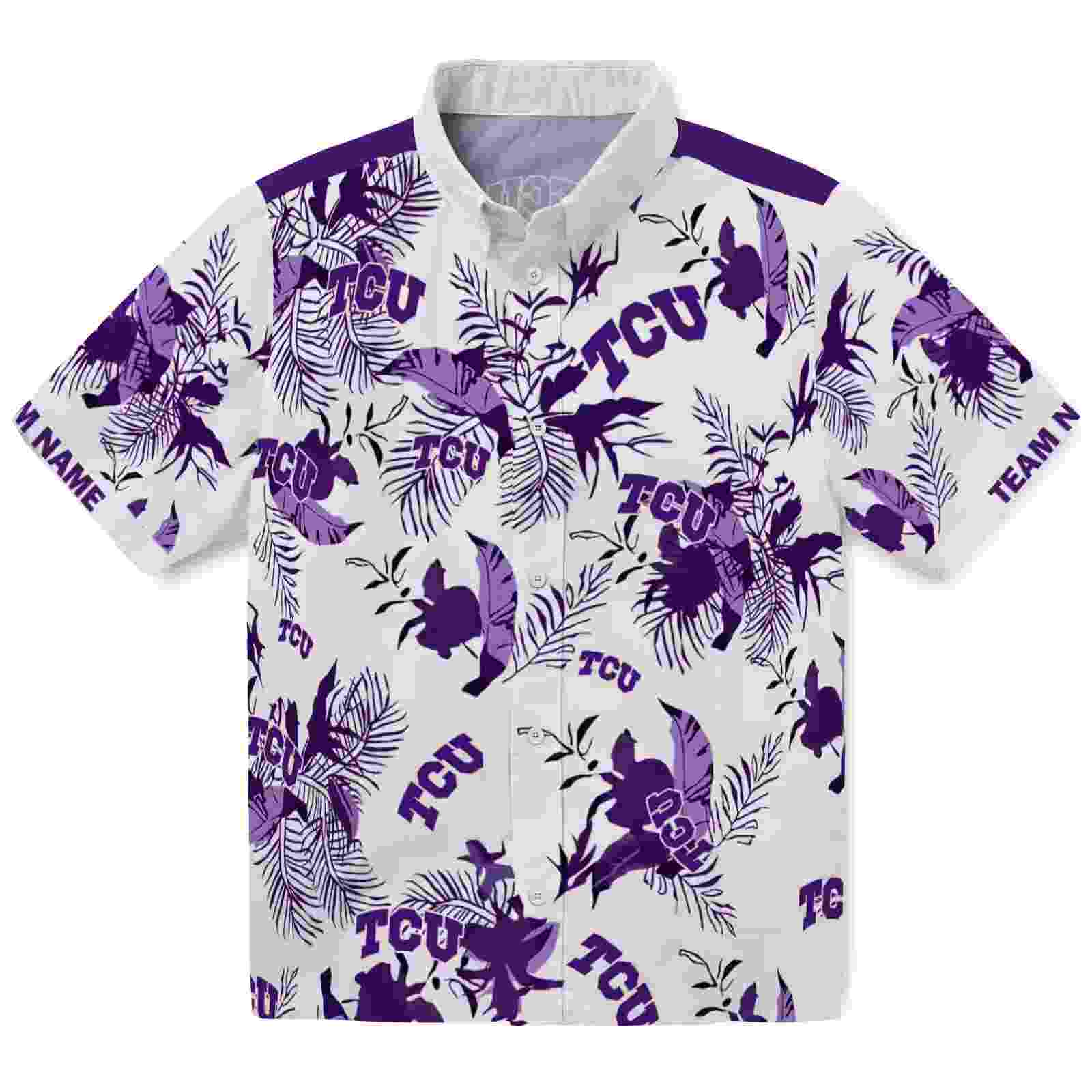 Customized TCU Horned Frogs Botanical Theme Purple White Hawaiian Shirt