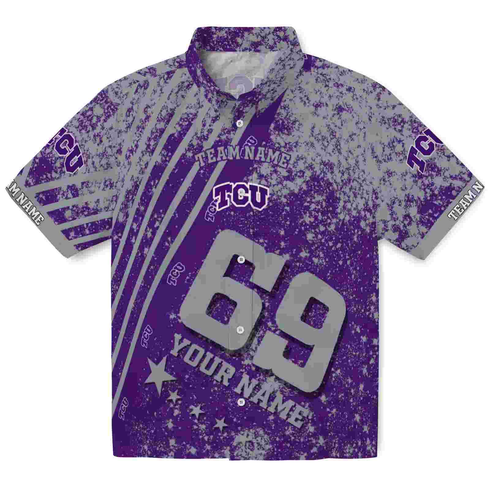 Customized TCU Horned Frogs Star Stripes Purple Hawaiian Shirt