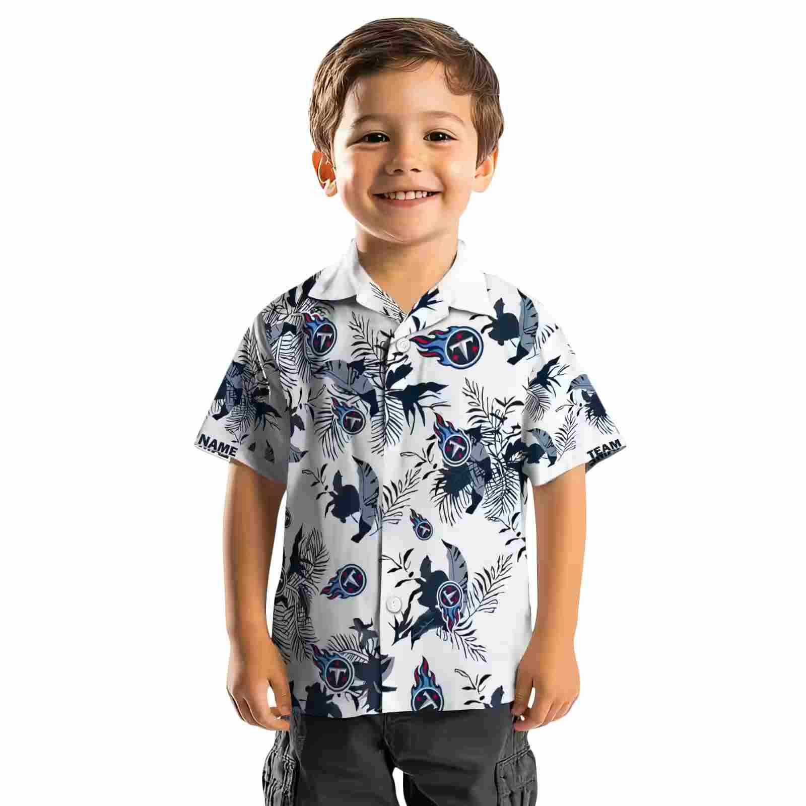 customized tennessee titans botanical theme navy white hawaiian shirt top rated