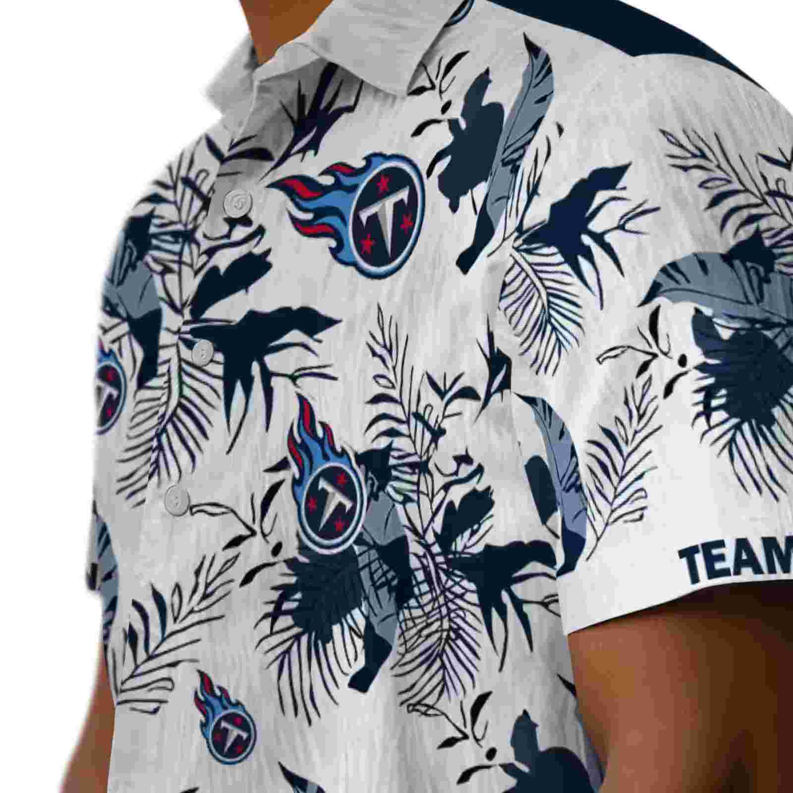 customized tennessee titans botanical theme navy white hawaiian shirt trendy