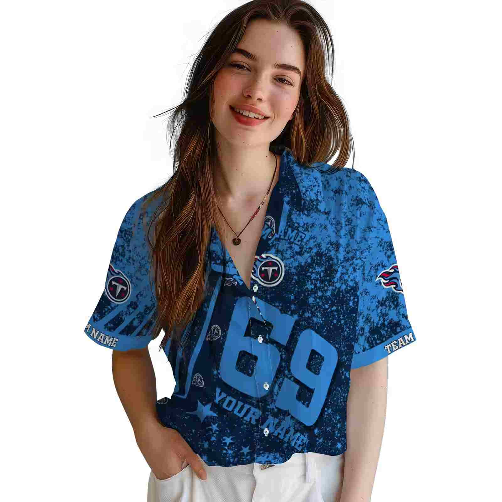 customized tennessee titans star stripes navy hawaiian shirt latest model