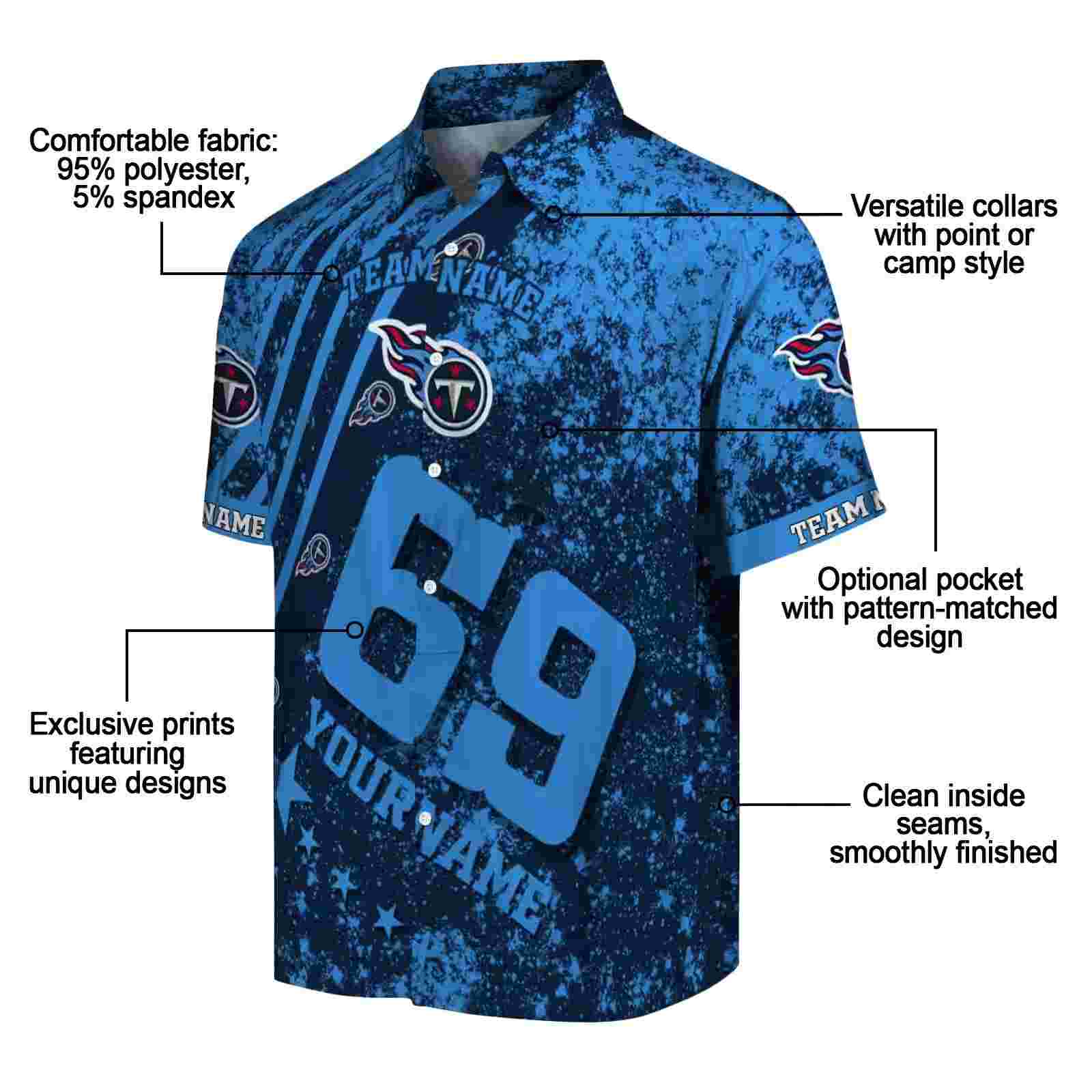 customized tennessee titans star stripes navy hawaiian shirt new arrival