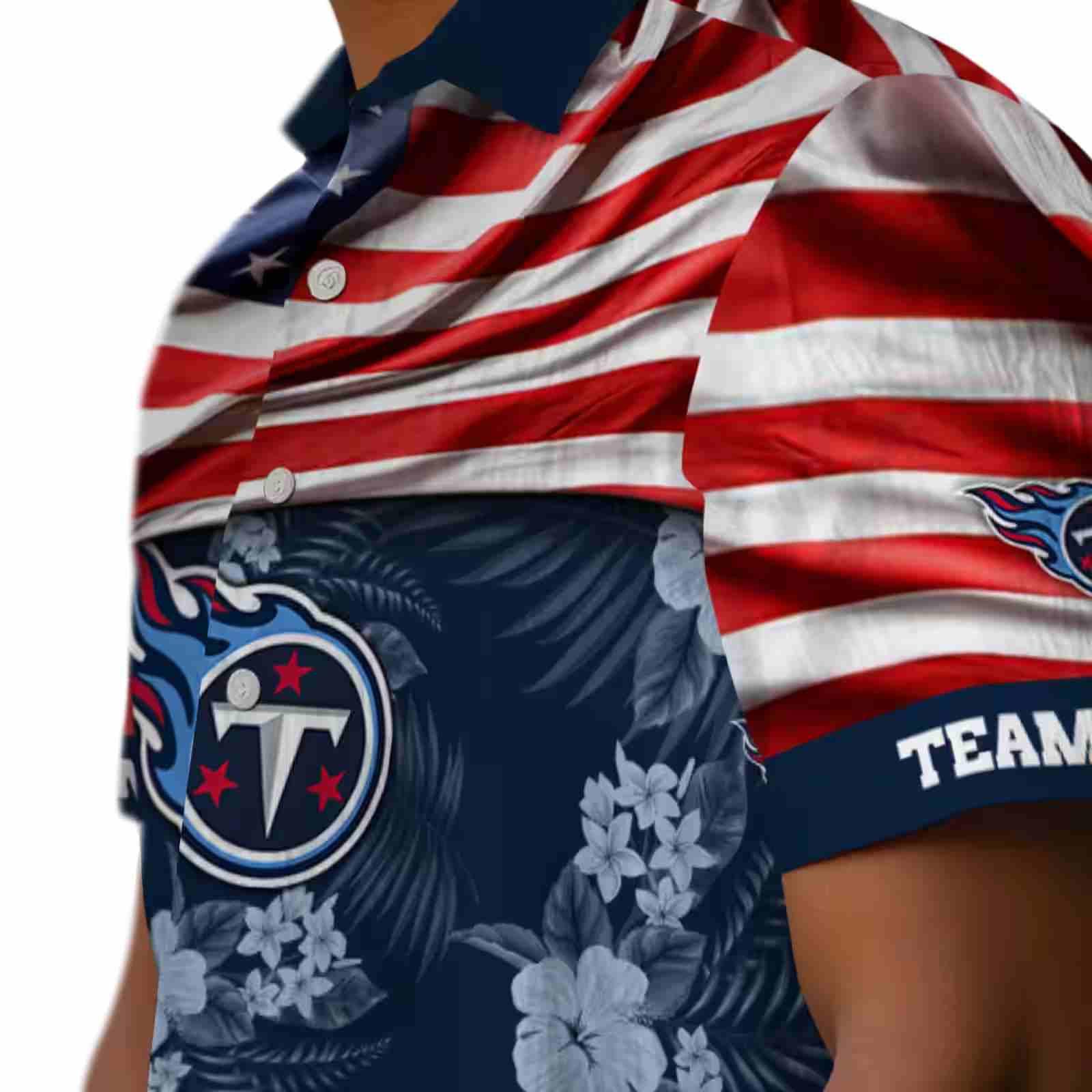 customized tennessee titans us flag hibiscus navy hawaiian shirt trendy