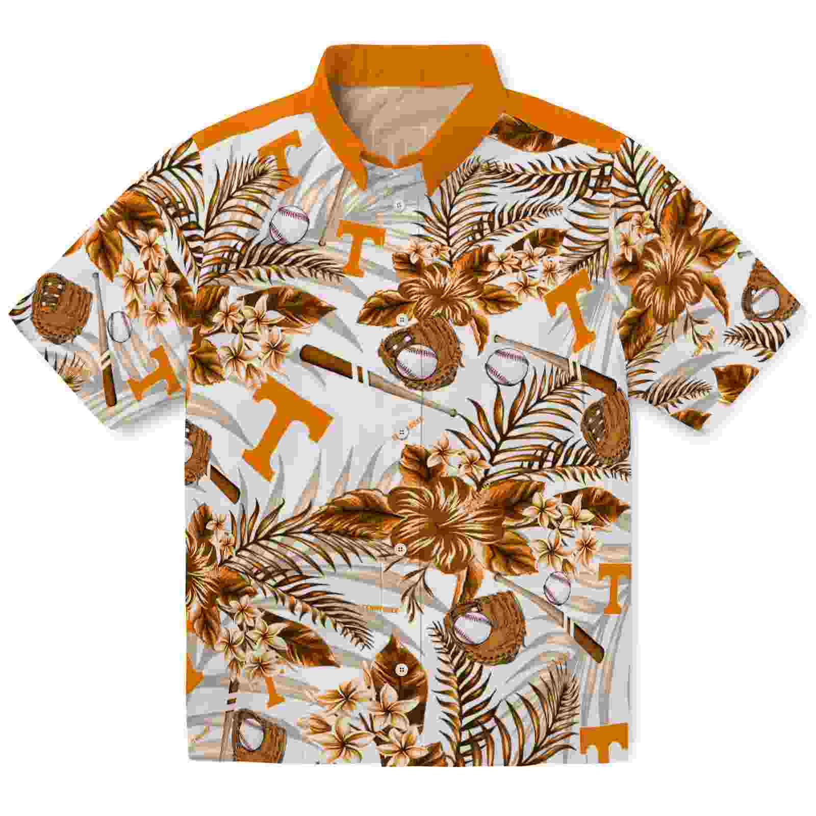 Customized Tennessee Volunteers Floral Baseball Orange White Hawaiian Shirt