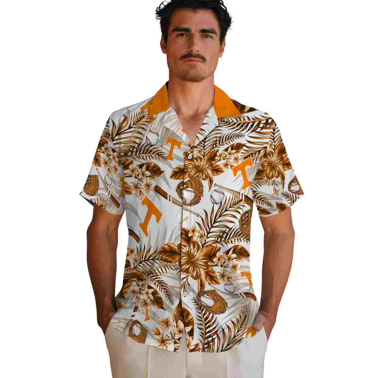 customized tennessee volunteers floral baseball orange white hawaiian shirt fashion forward