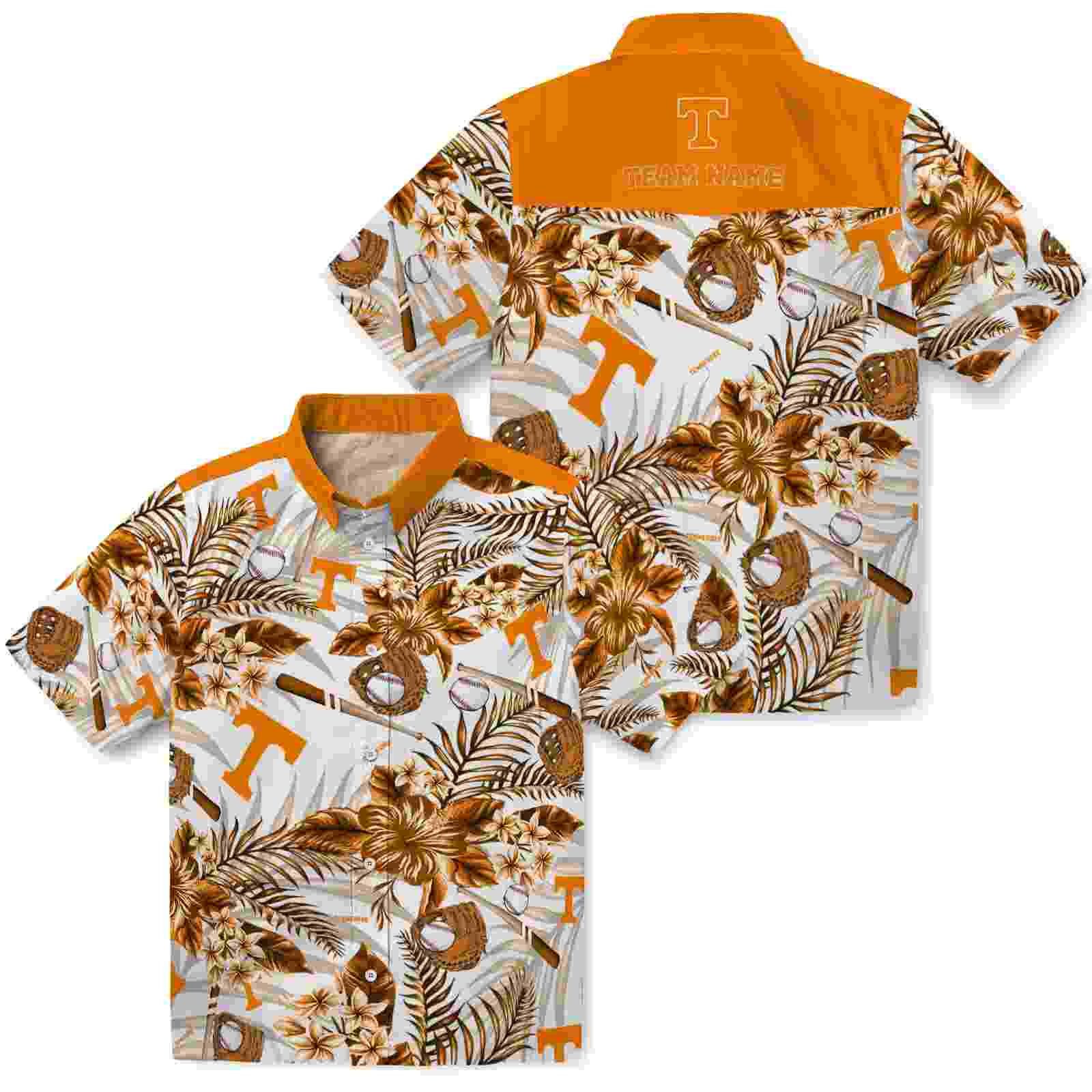 customized tennessee volunteers floral baseball orange white hawaiian shirt high quality