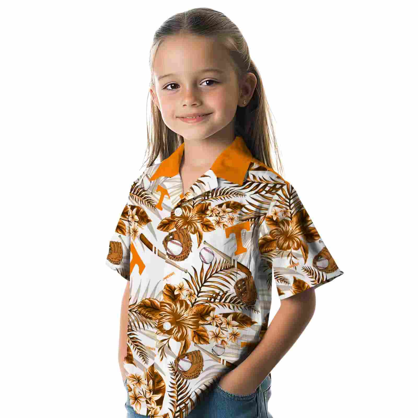 customized tennessee volunteers floral baseball orange white hawaiian shirt premium grade