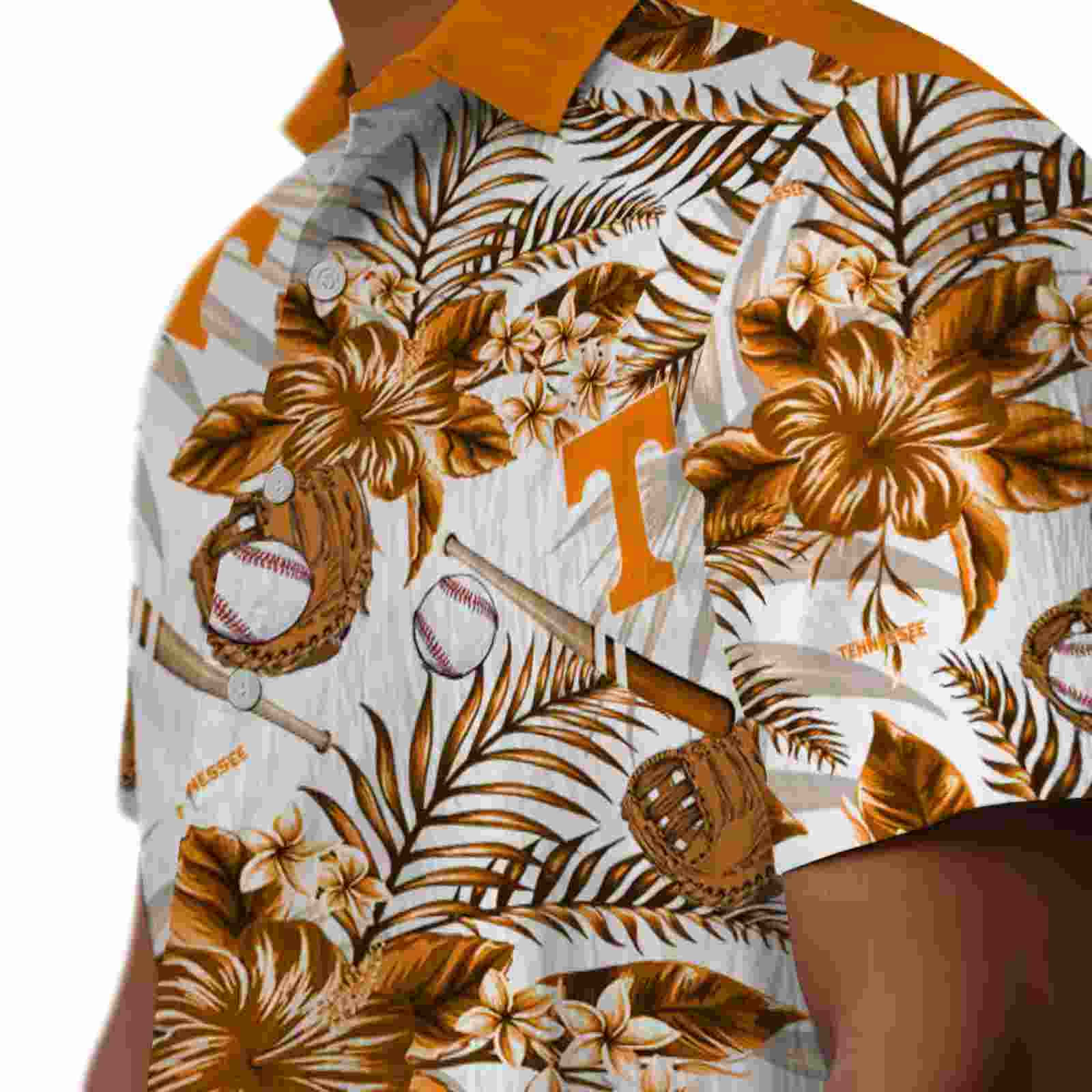 customized tennessee volunteers floral baseball orange white hawaiian shirt trendy