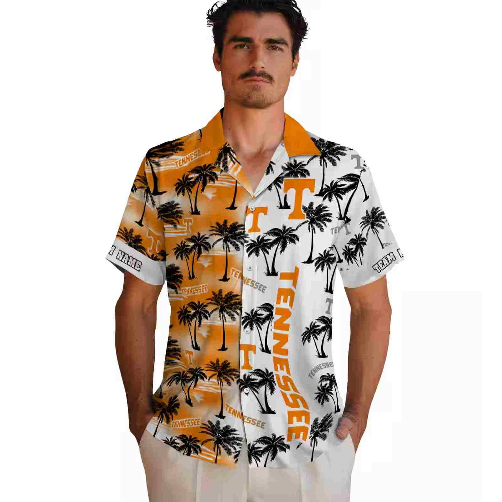 customized tennessee volunteers palm silhouettes orange hawaiian shirt fashion forward