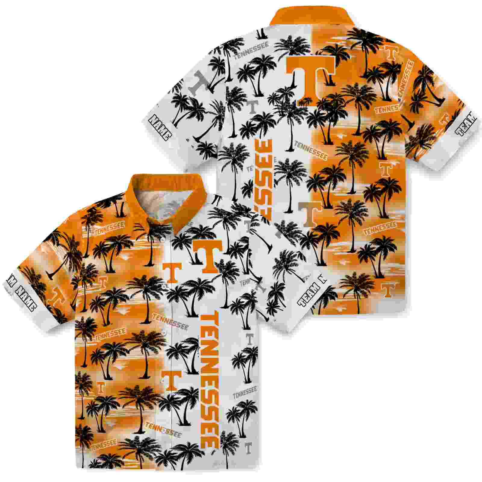 customized tennessee volunteers palm silhouettes orange hawaiian shirt high quality