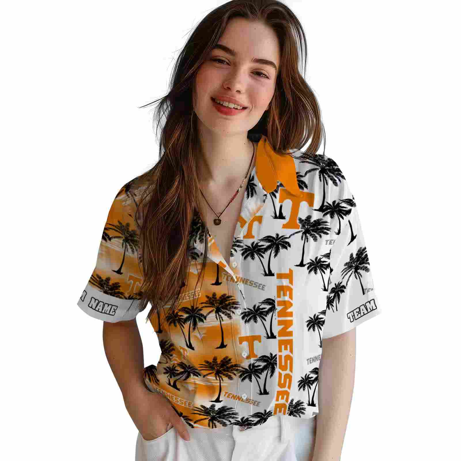 customized tennessee volunteers palm silhouettes orange hawaiian shirt latest model