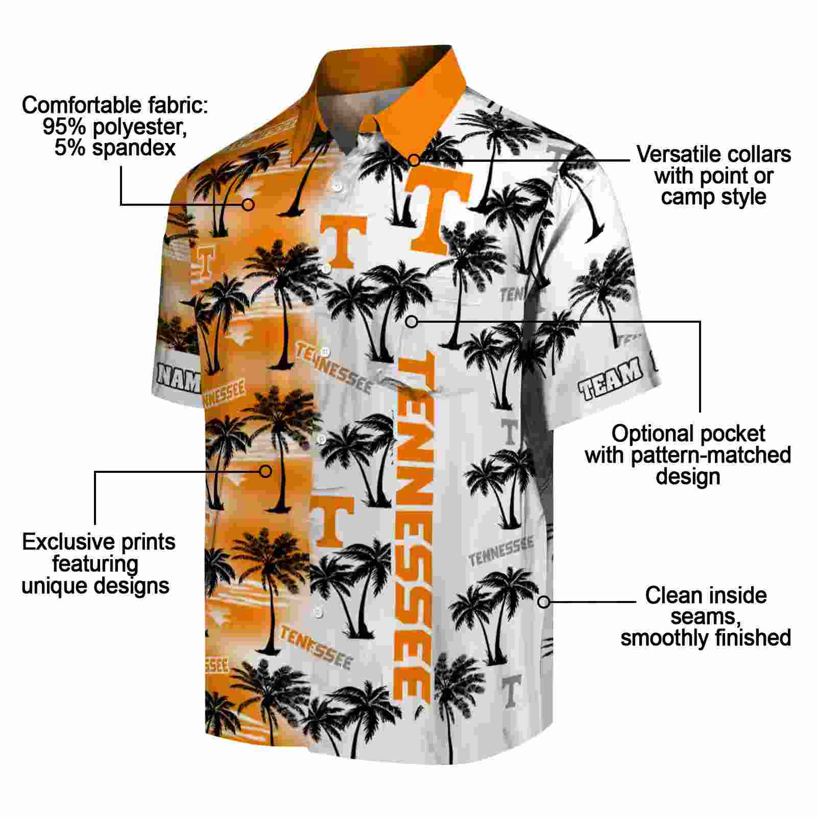 customized tennessee volunteers palm silhouettes orange hawaiian shirt new arrival