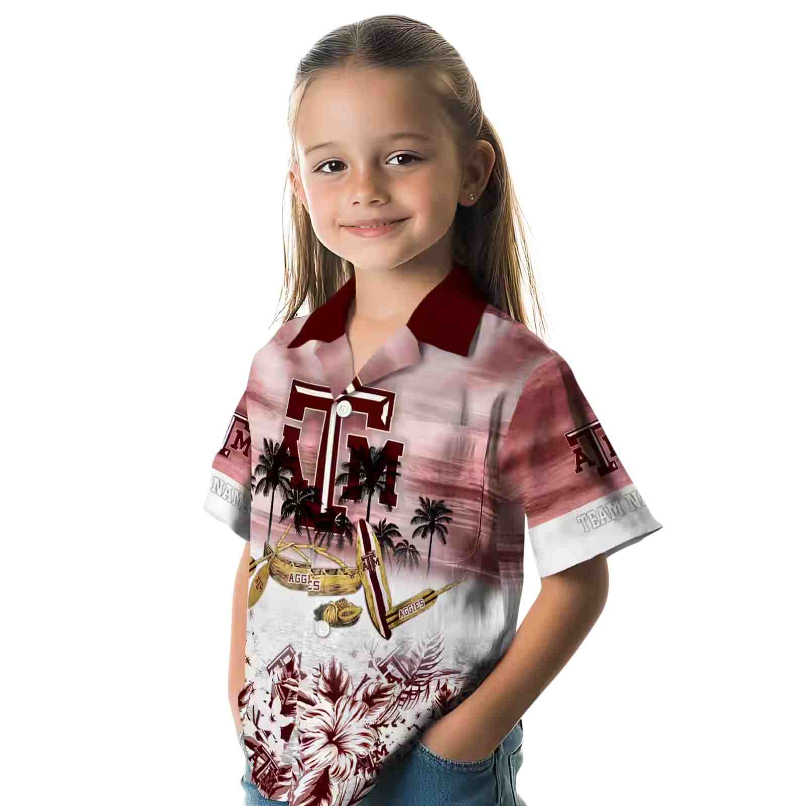 customized texas am aggies tropical canoe maroon hawaiian shirt premium grade