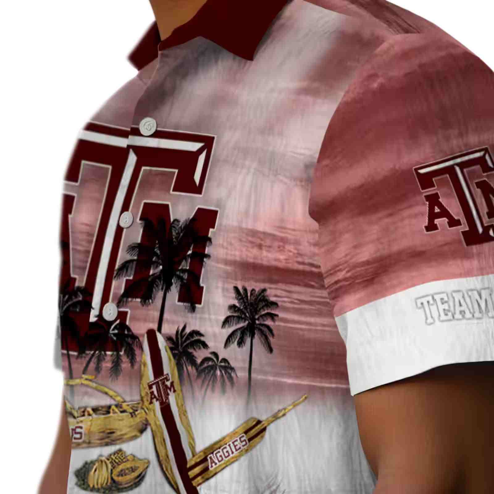 customized texas am aggies tropical canoe maroon hawaiian shirt trendy