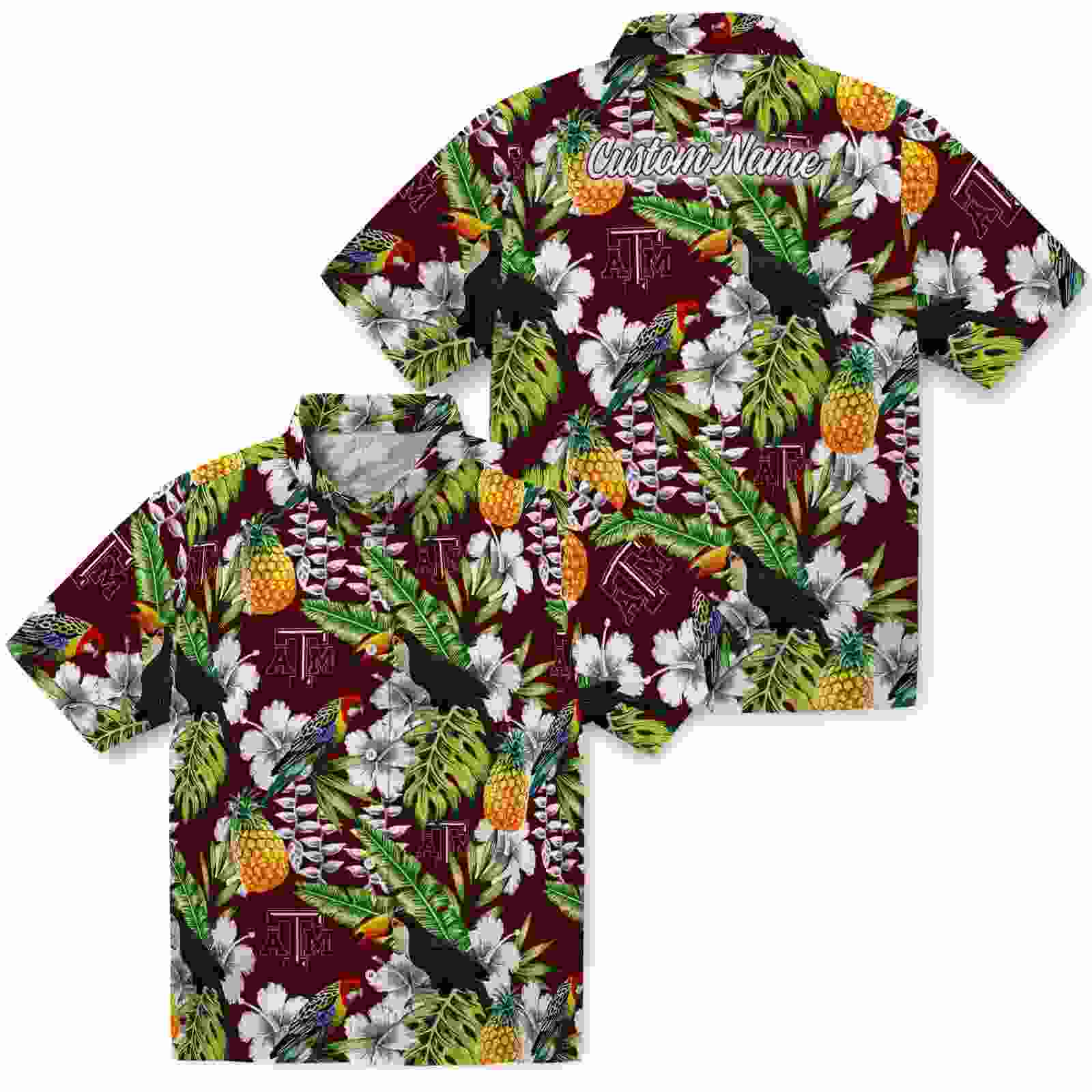 customized texas am aggies tropical toucan maroon green hawaiian shirt high quality