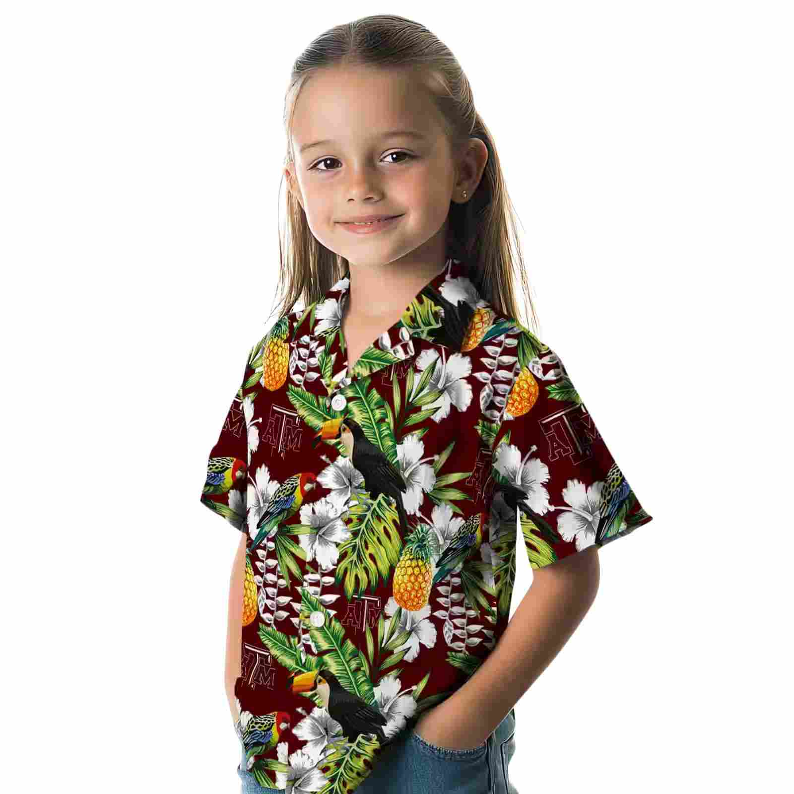 customized texas am aggies tropical toucan maroon green hawaiian shirt premium grade