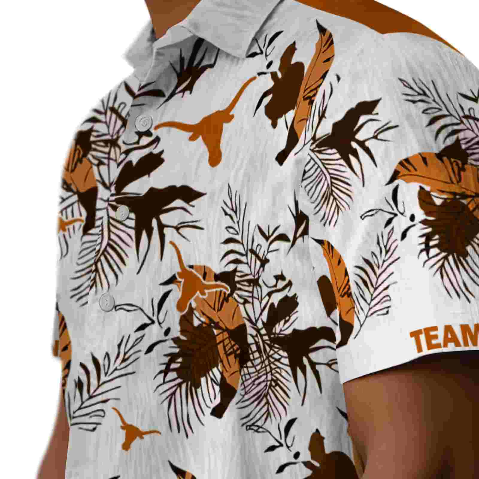 customized texas longhorns botanical theme orange white hawaiian shirt trendy