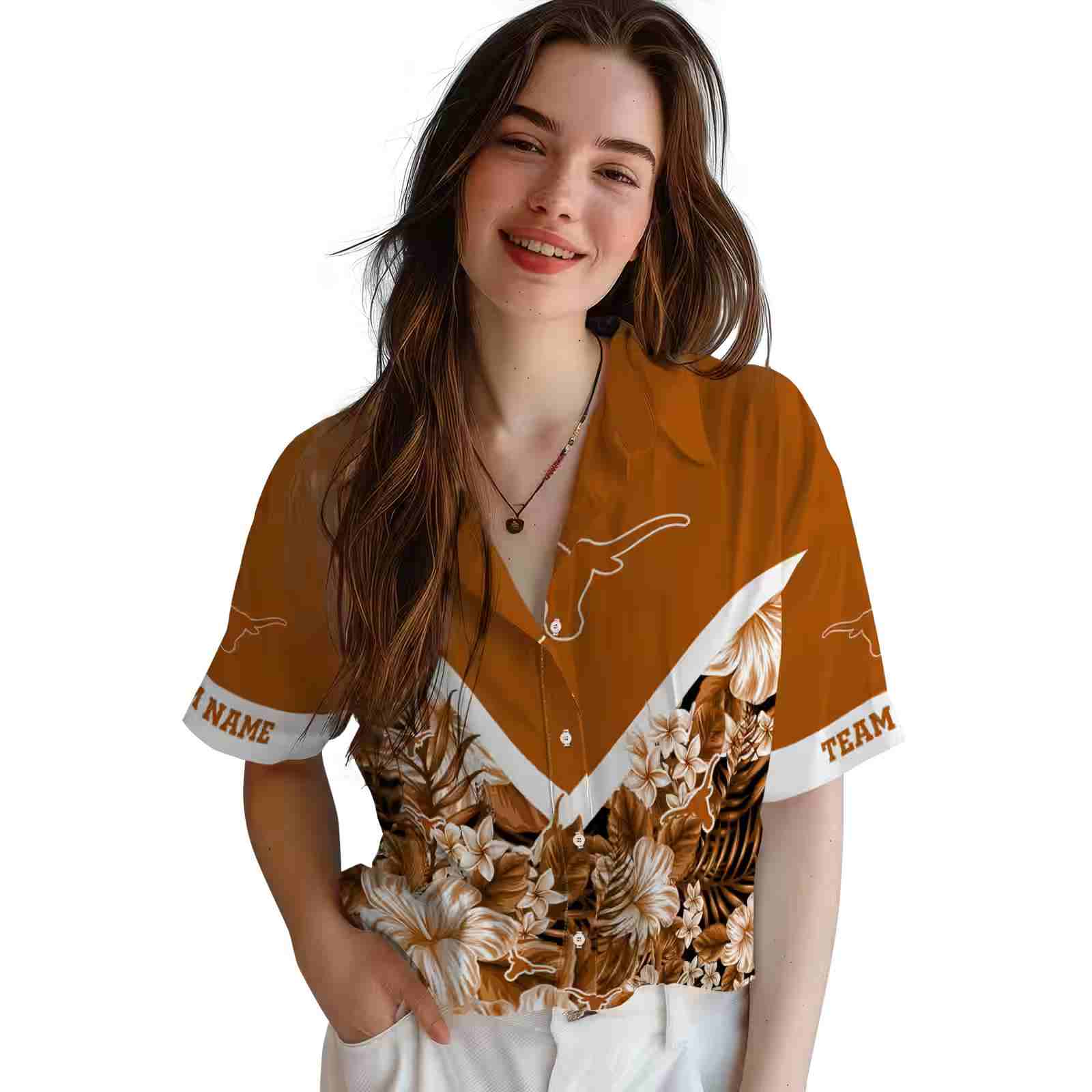 customized texas longhorns floral chevron orange hawaiian shirt latest model